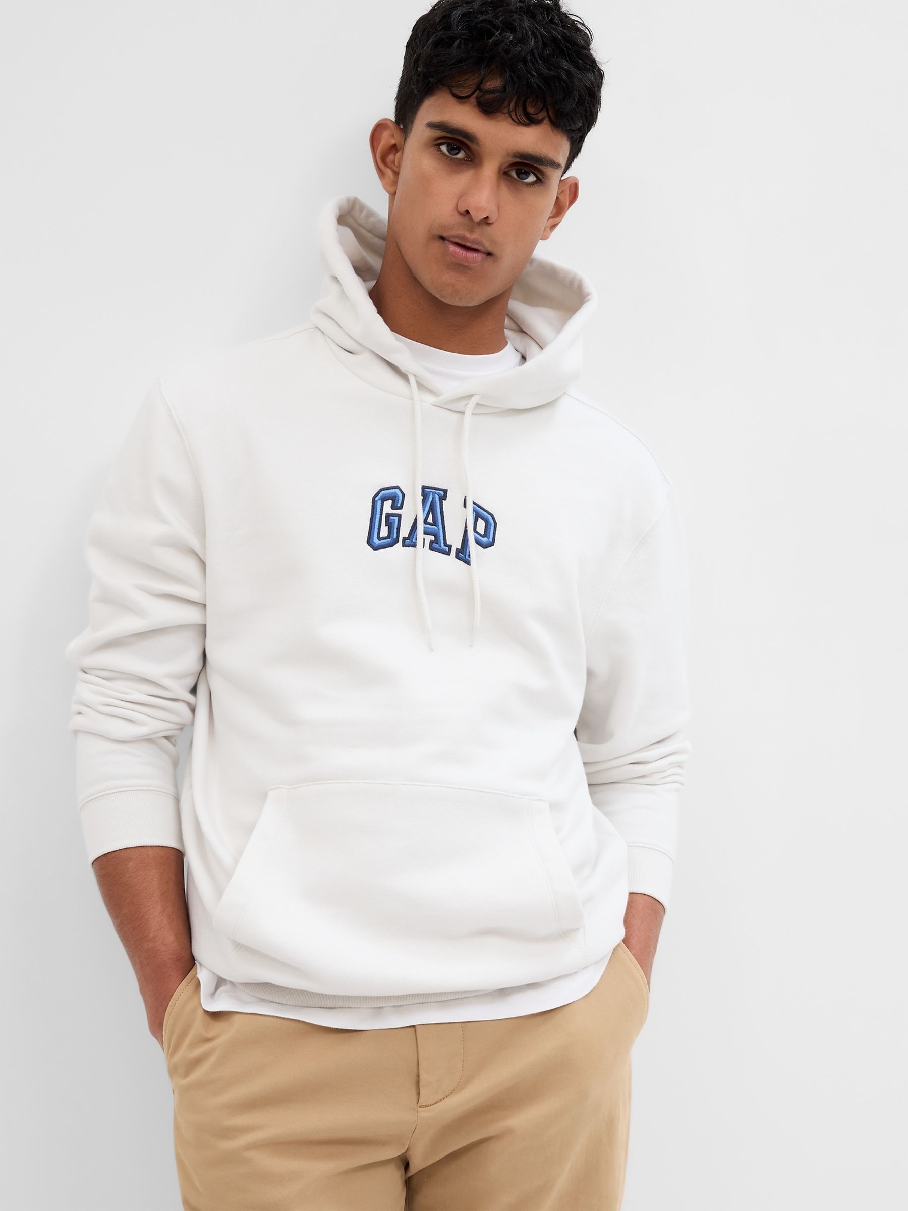 White Arch Logo Cotton Mix Hoodie - Image 1 of 1