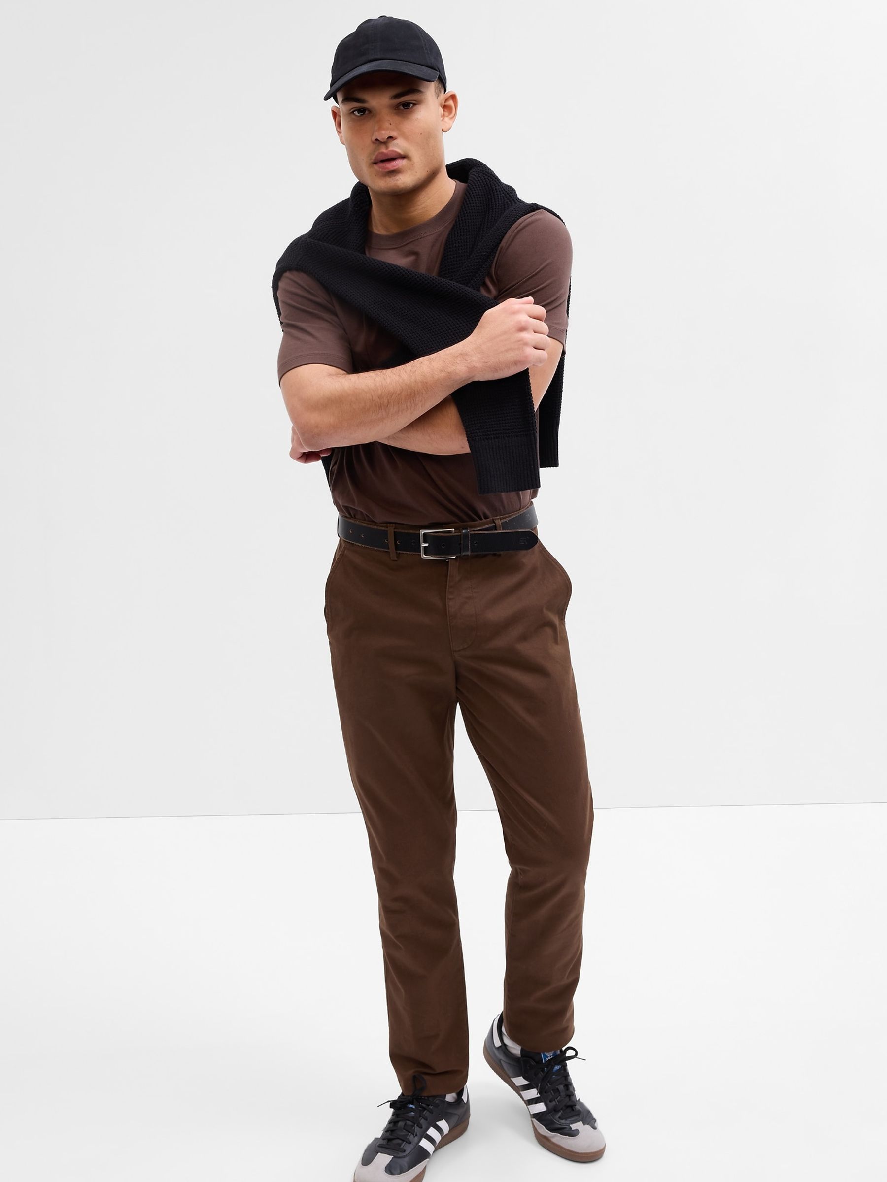 Dark Brown Chinos in Skinny Fit with Washwell - Image 1 of 4