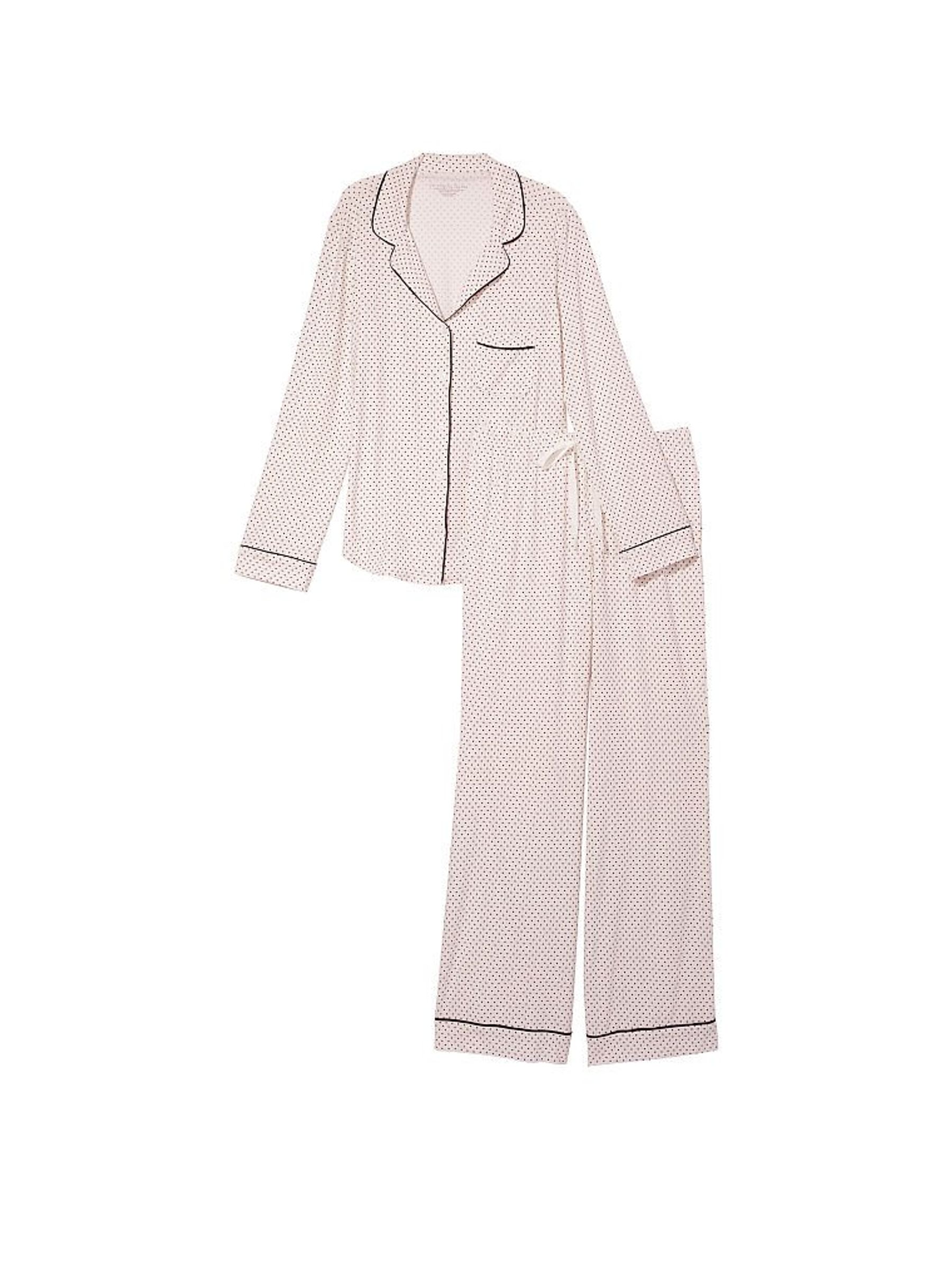 White Mini Pin Dots Modal Long Pyjamas - Image 3 of 3