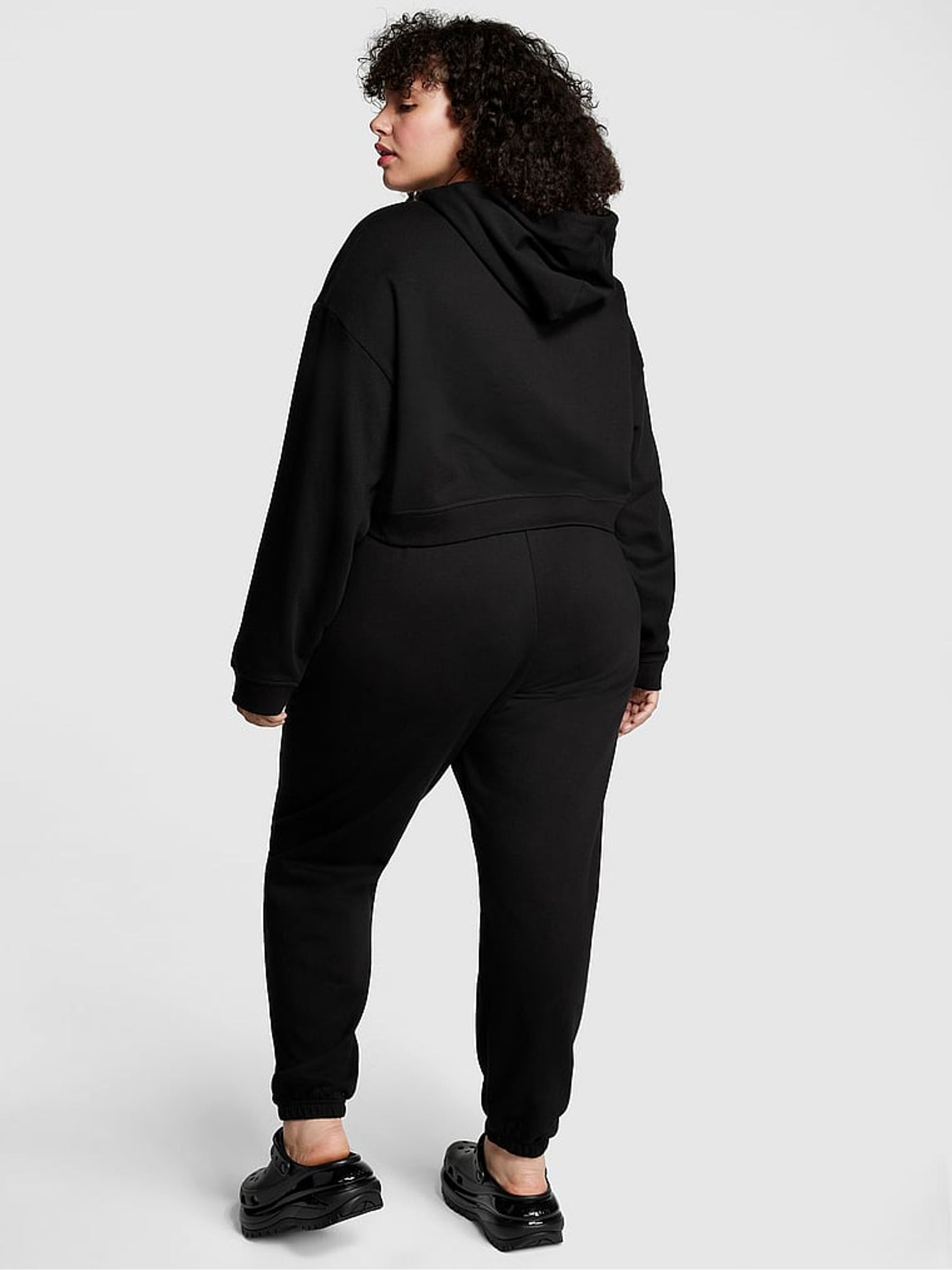 Pure Black Fleece Cuffed Jogger - Image 2 of 4