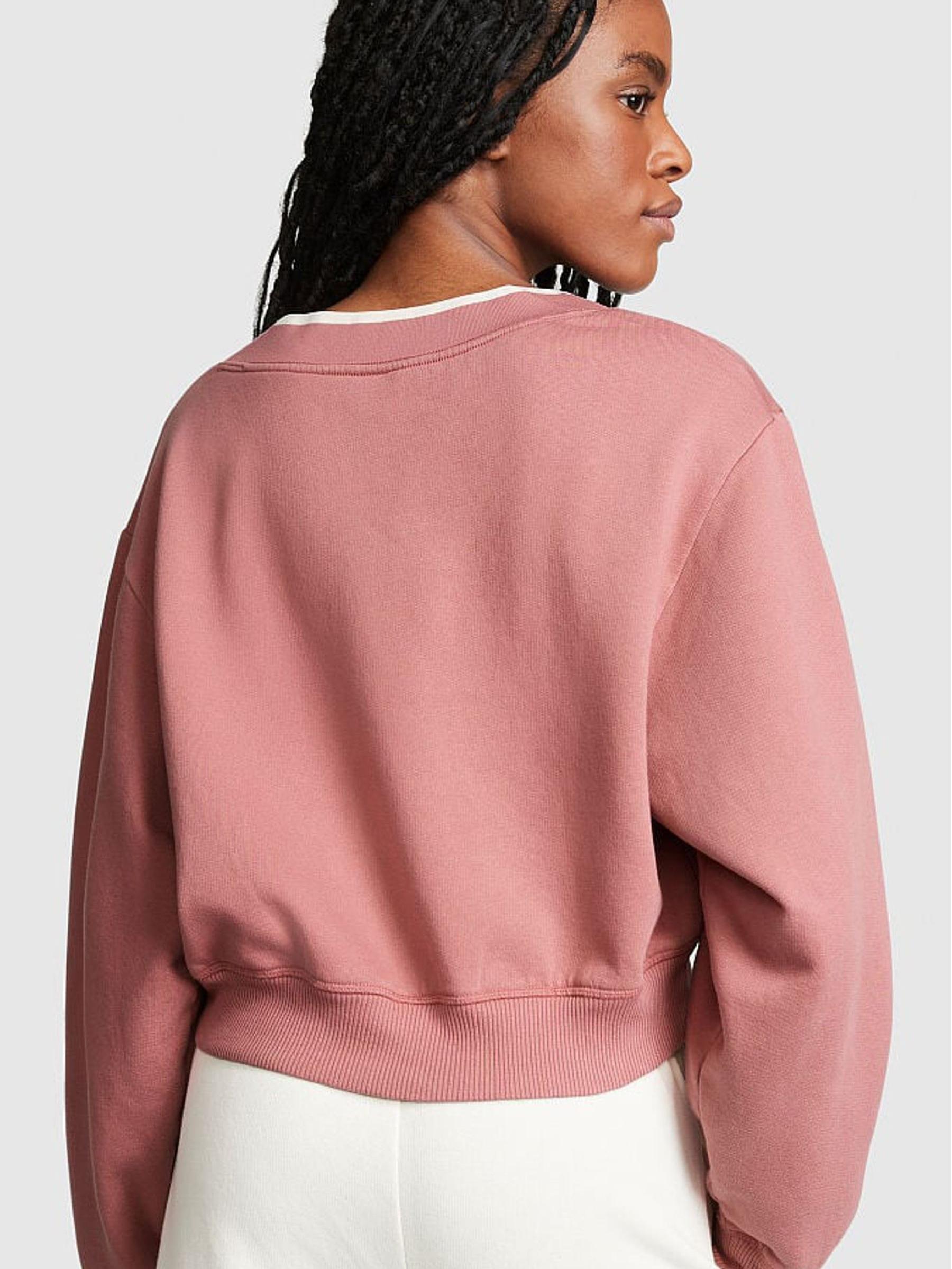 Soft Begonia Pink Elevated Fleece V-Neck Sweat Top - Image 2 of 4