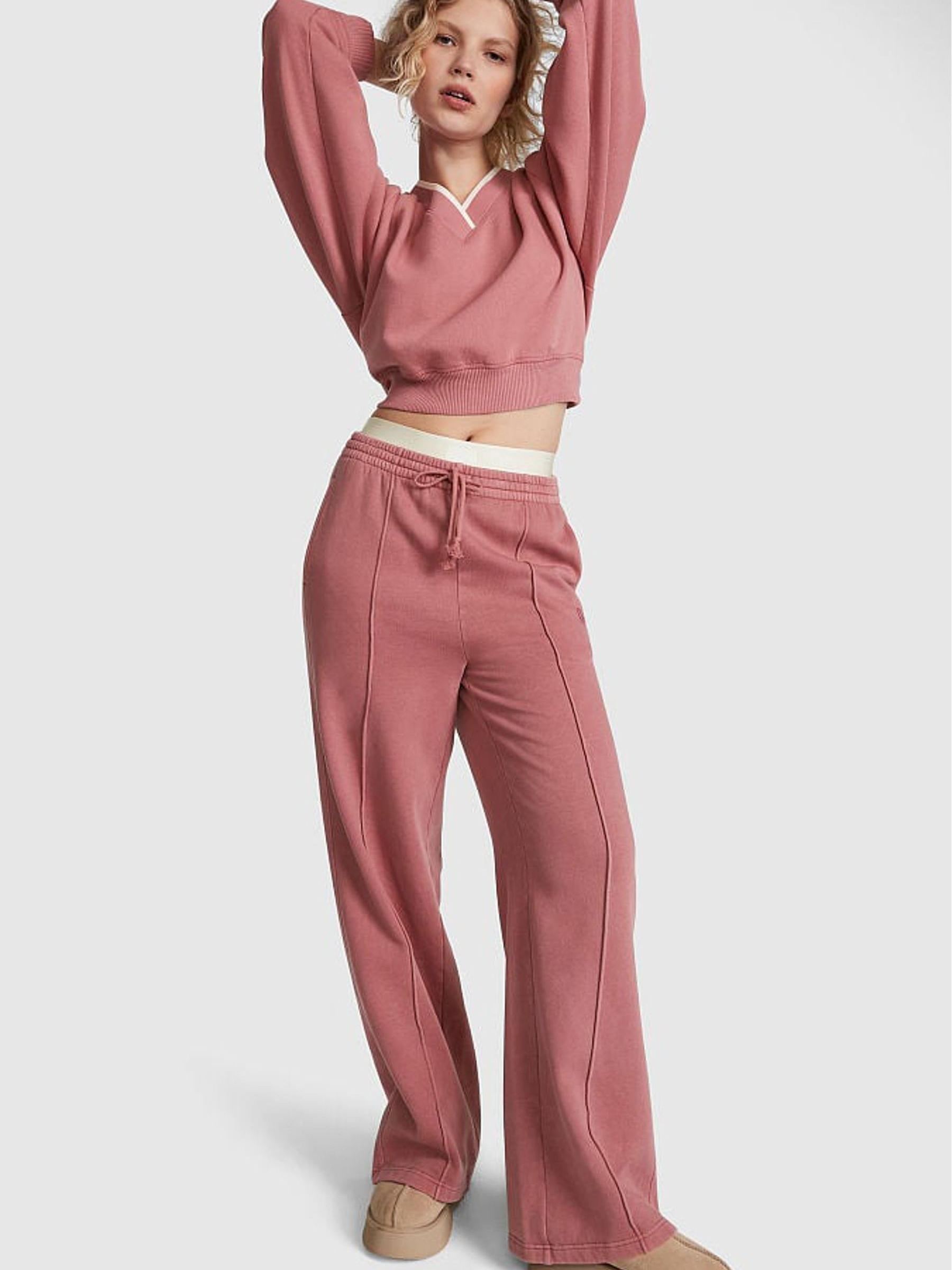 Soft Begonia Pink Elevated Fleece V-Neck Sweat Top - Image 3 of 4