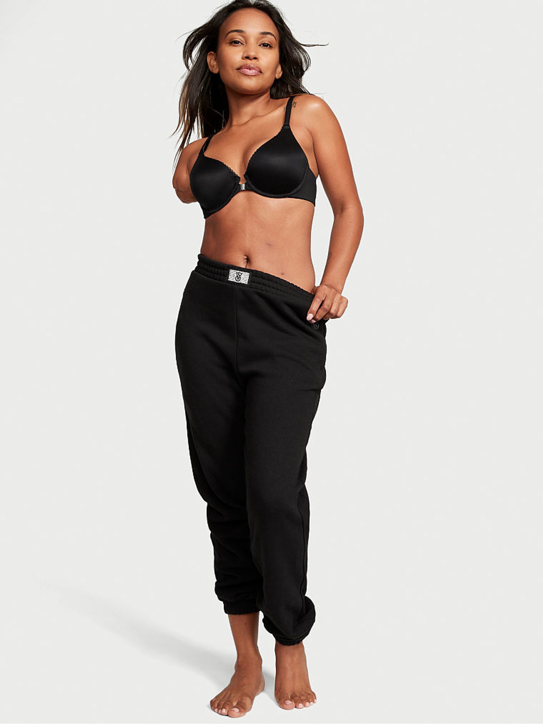 Black Fleece Gym Trouser With Diamante Patch - Image 1 of 3