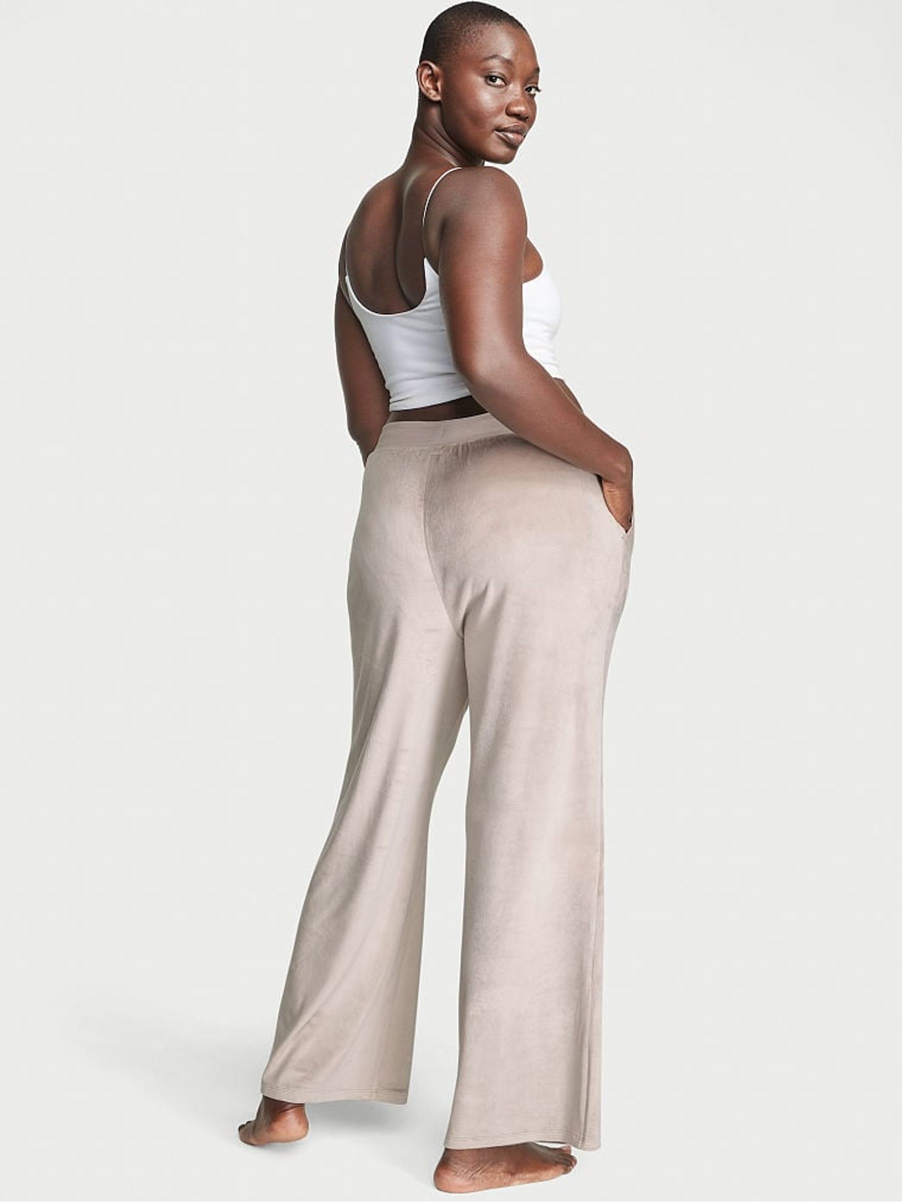Candlelight Rose Pink Velour Wide Leg Joggers - Image 2 of 3