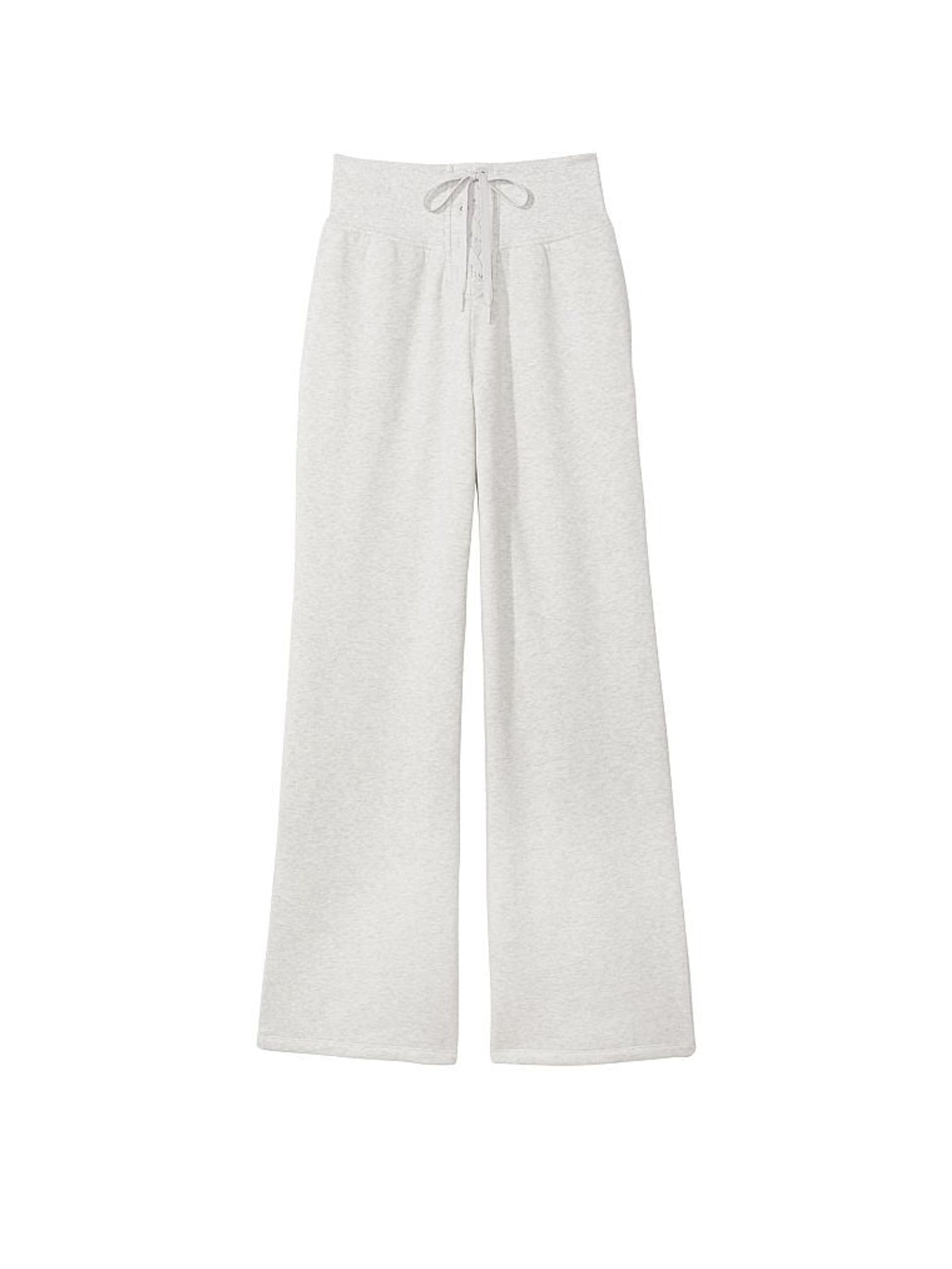 Snow Heather Grey Lace Up Wide Leg Joggers - Image 3 of 3