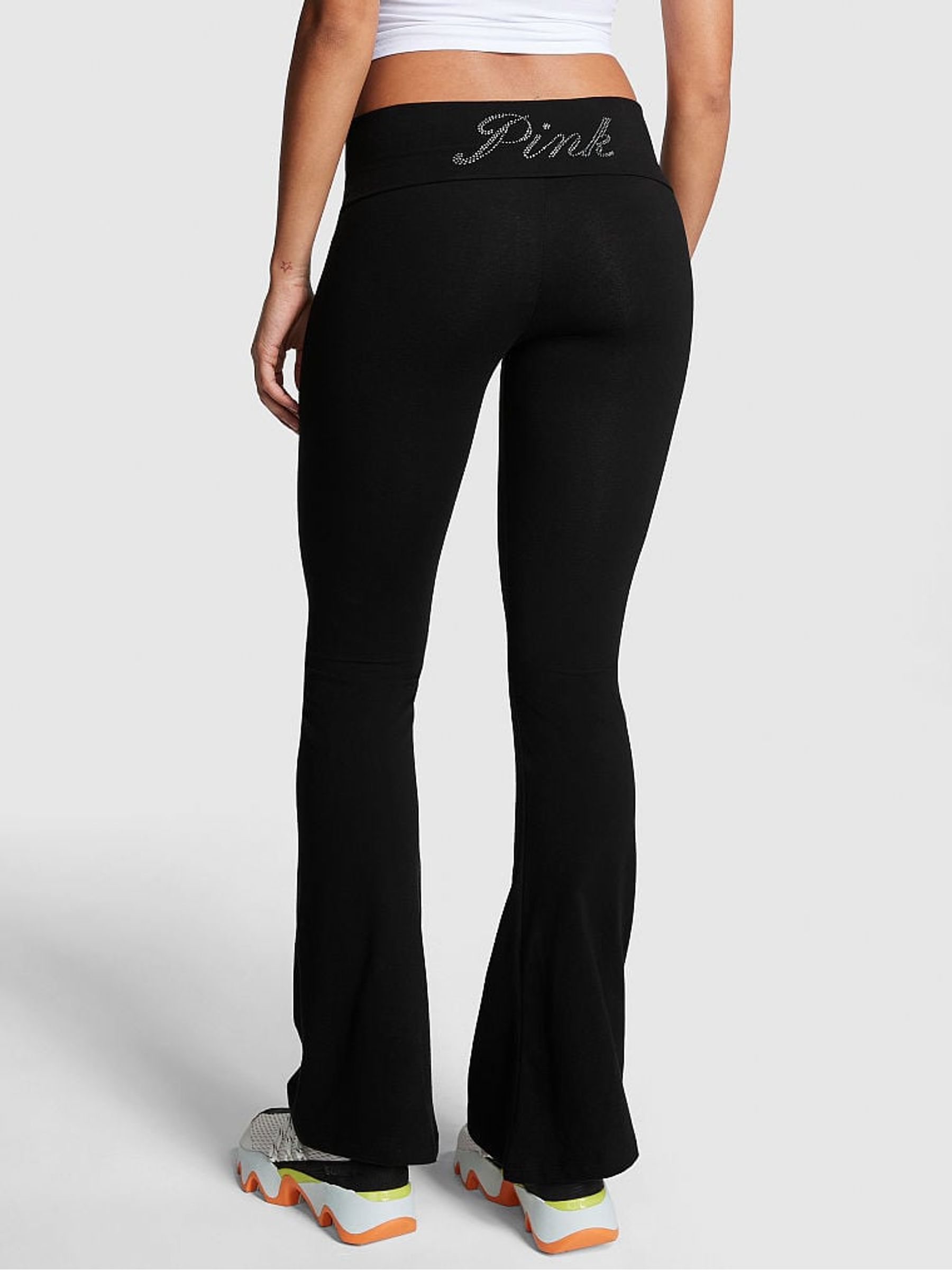Victoria Secret Fold Over Yoga Pants Black Foldover Flare Legging  Victoria's Secret UK
