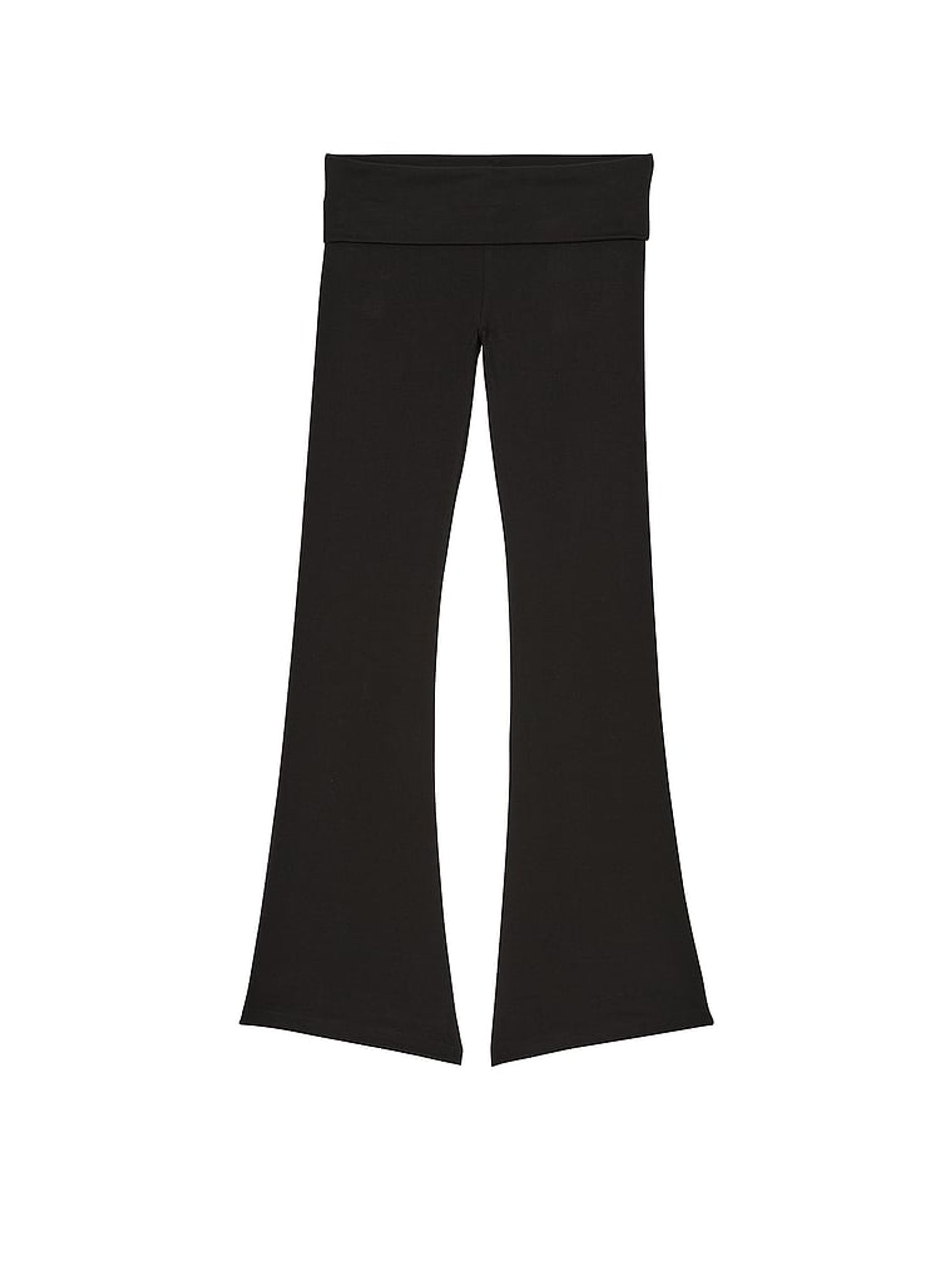 Pure Black Shine Cotton Foldover Flare Legging - Image 4 of 4