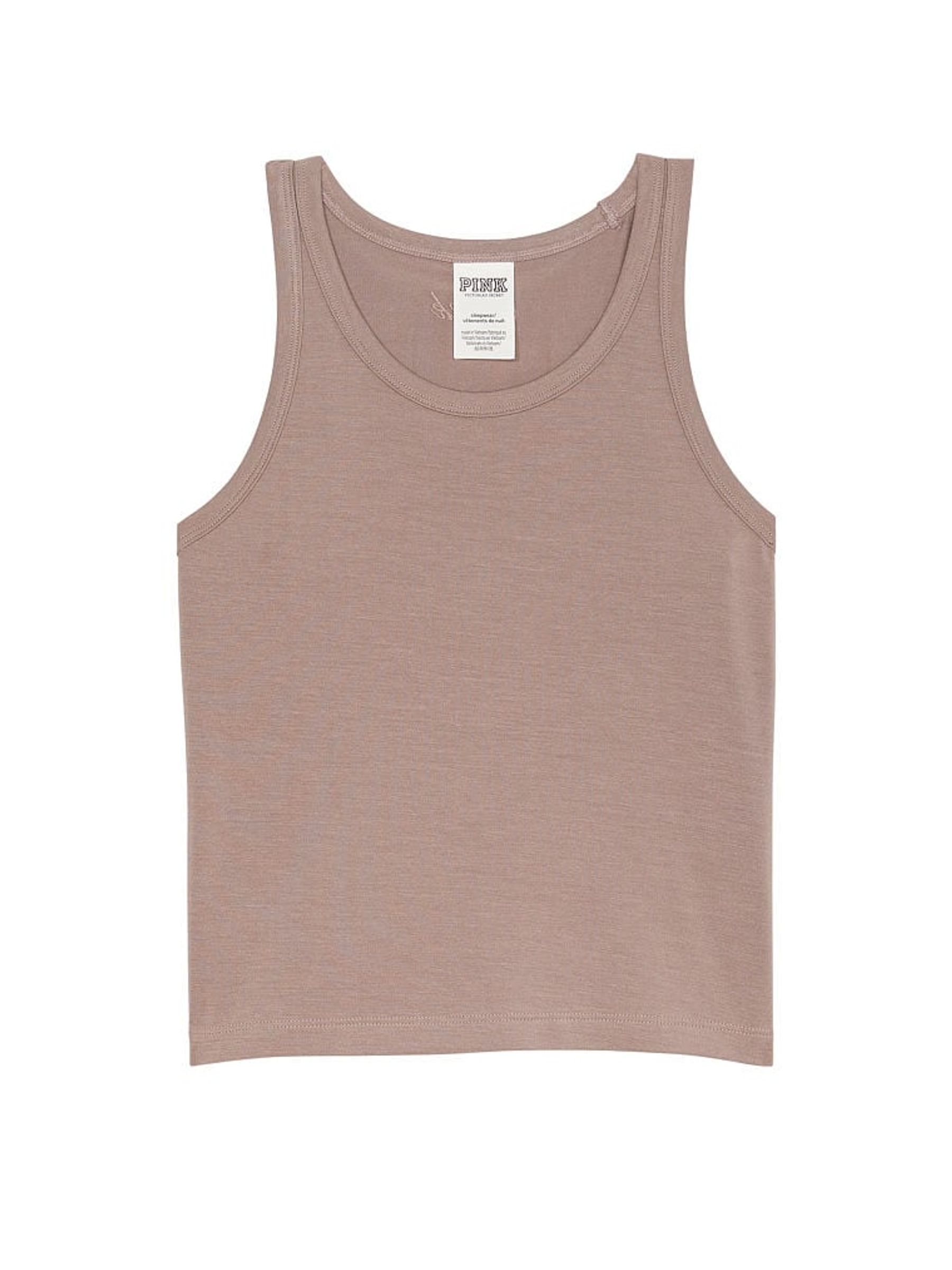 Iced Coffee Brown Modal Cropped Sleep Tank Top - Image 4 of 4