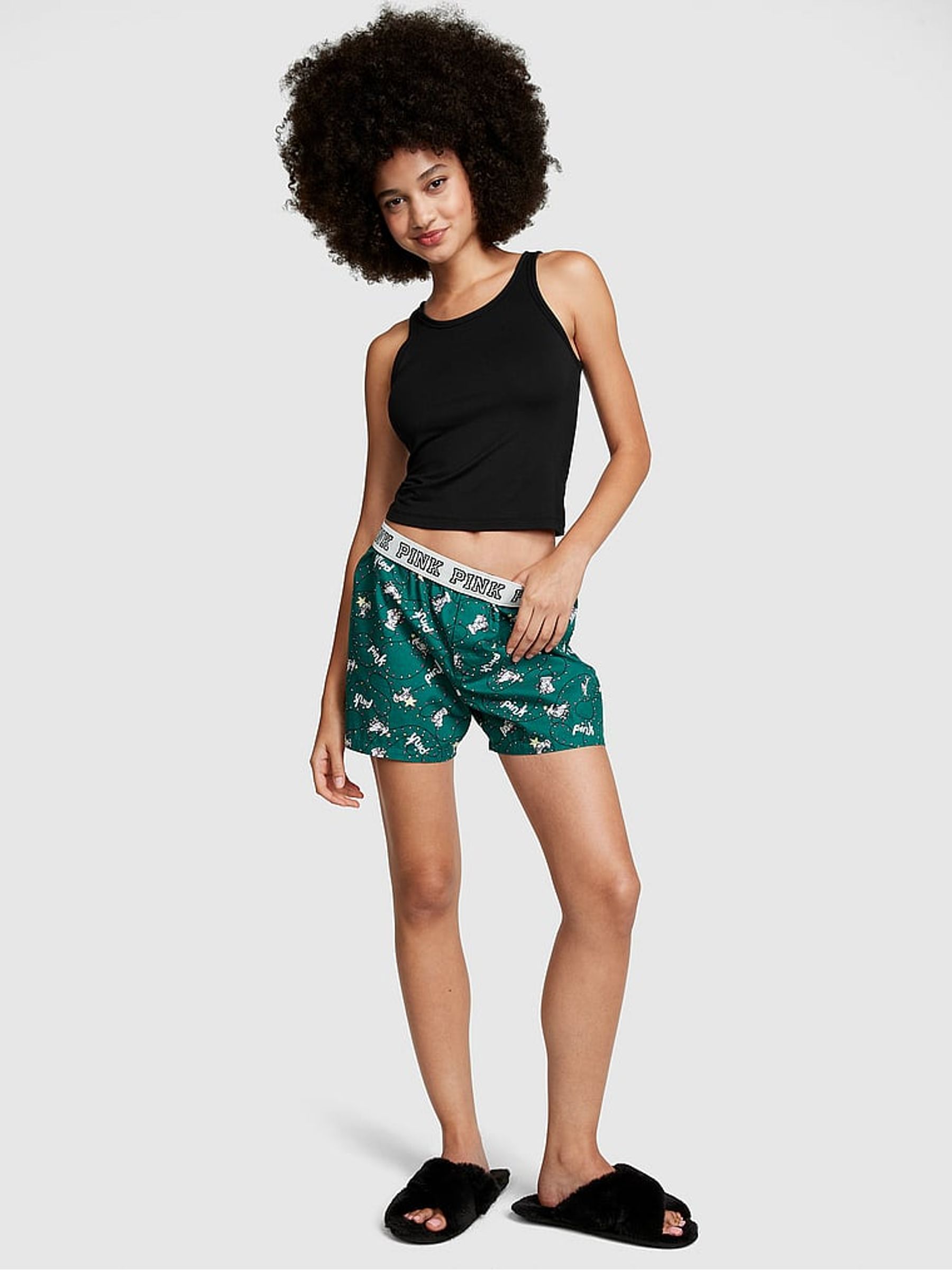 Pure Black Modal Cropped Sleep Tank Top - Image 3 of 4