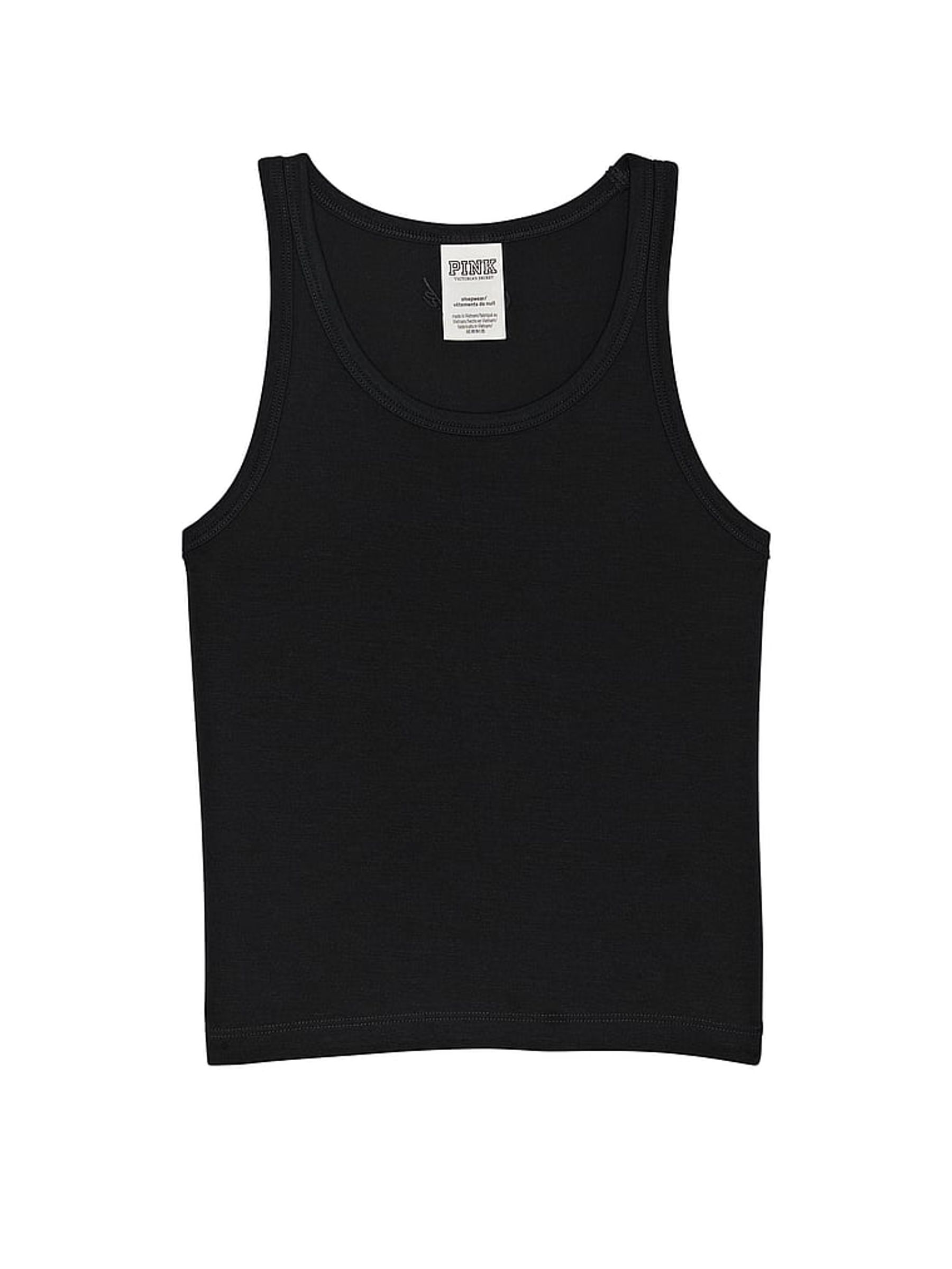 Pure Black Modal Cropped Sleep Tank Top - Image 4 of 4