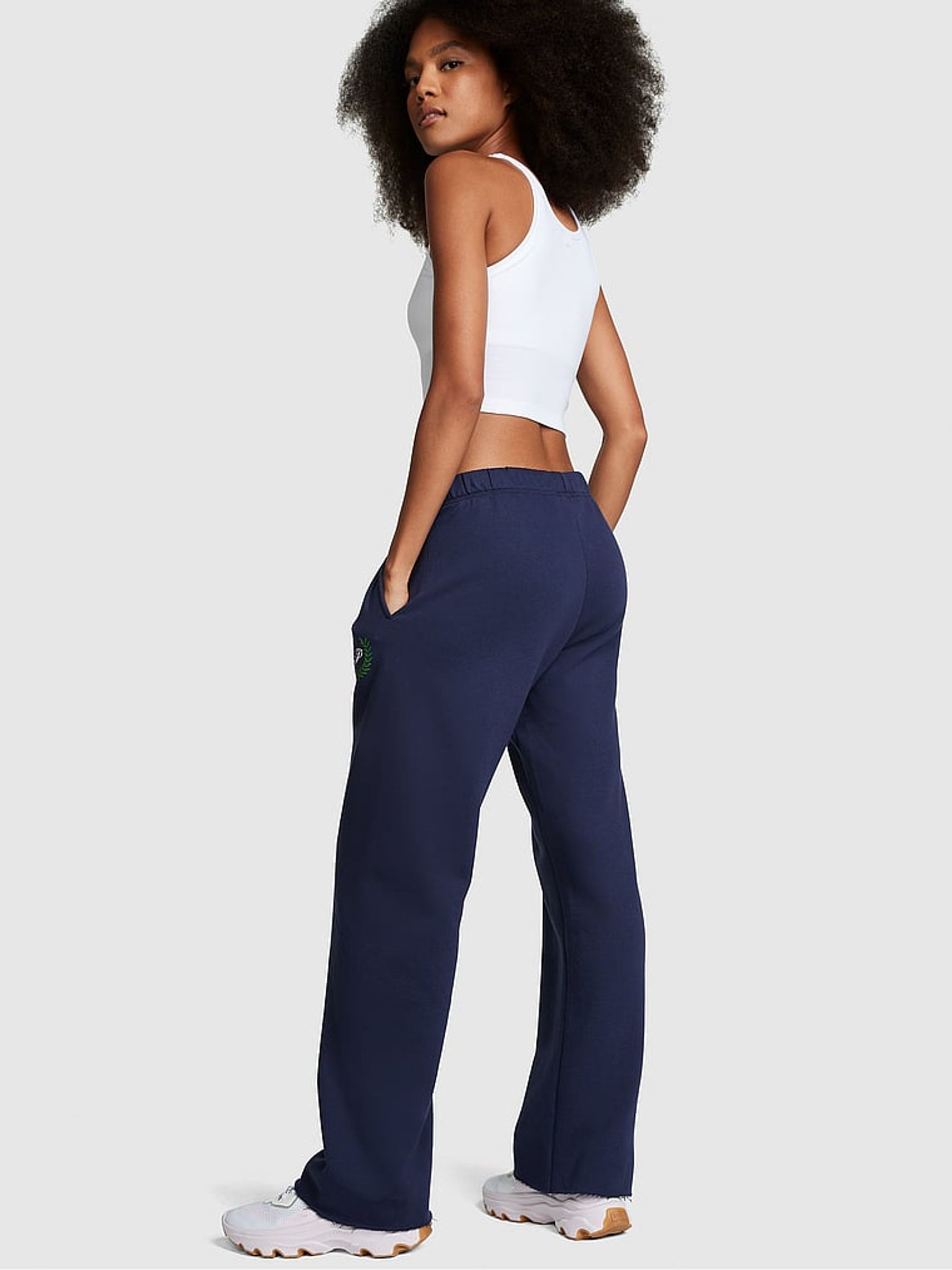 Midnight Navy Blue Fleece Wide Leg Jogger - Image 2 of 3