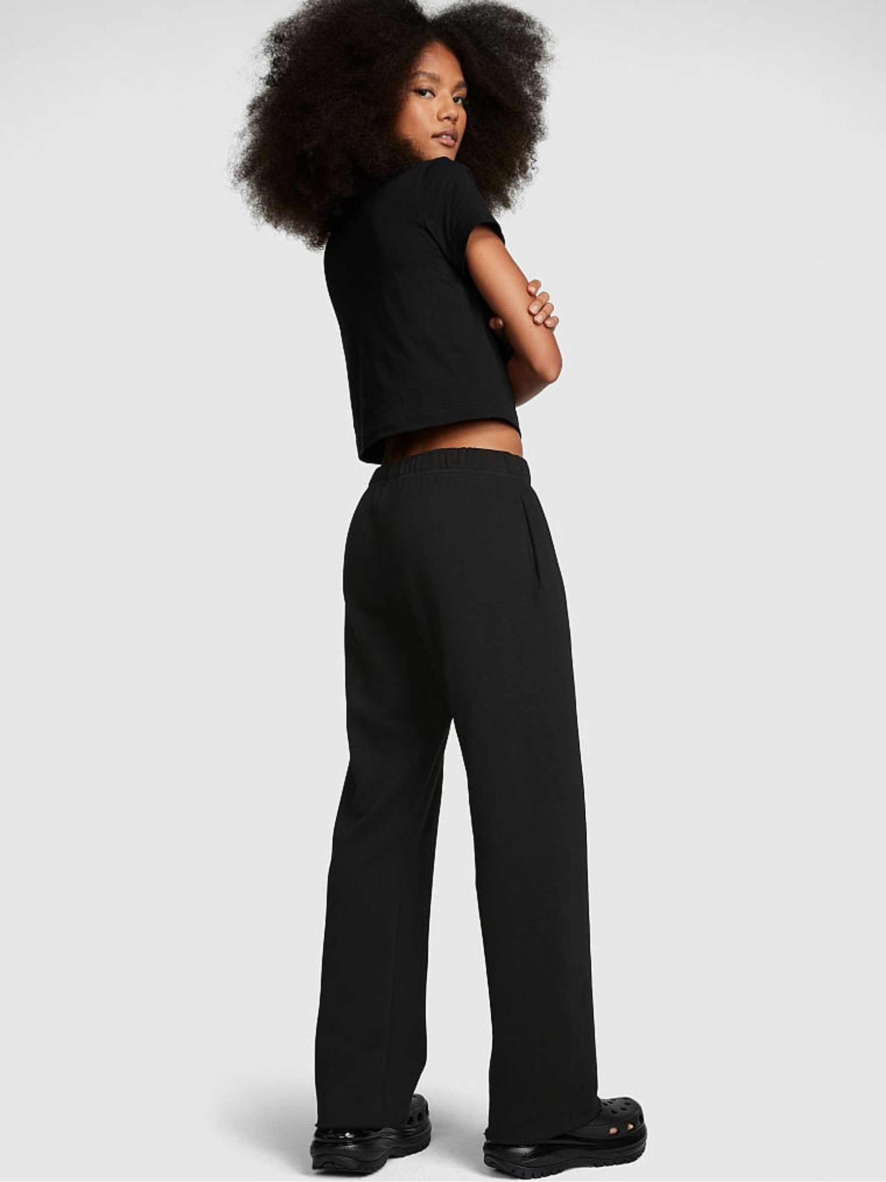 Pure Black Straight Leg Joggers - Image 2 of 3