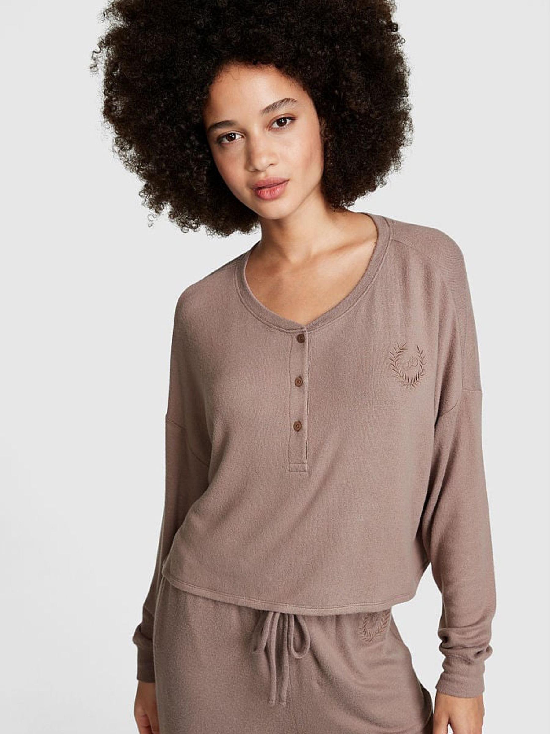 Iced Coffee Brown Cosy Long Sleeve Sleep Shirt - Image 1 of 4