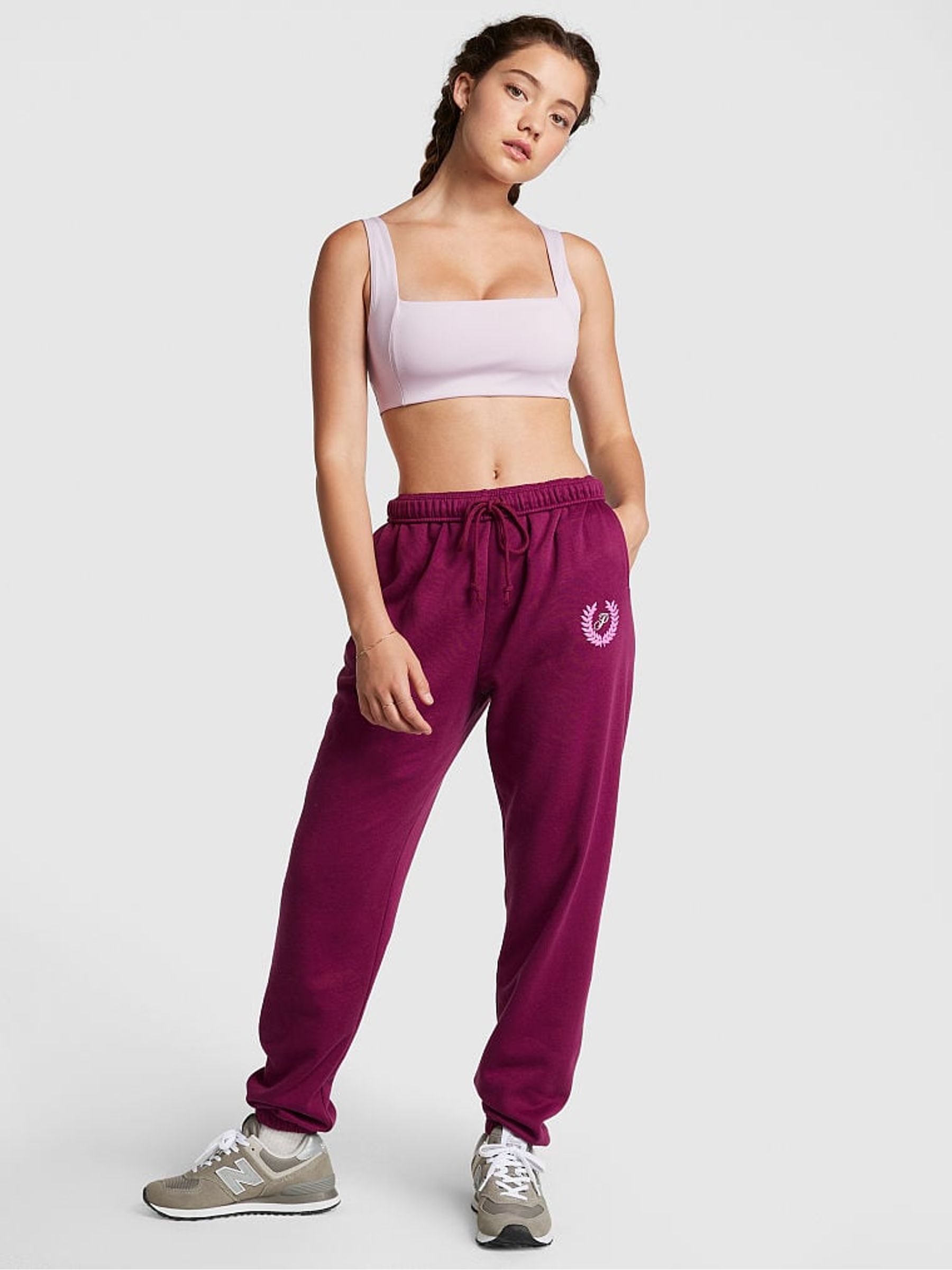 Vivid Magenta Pink Fleece Cuffed Jogger - Image 1 of 4