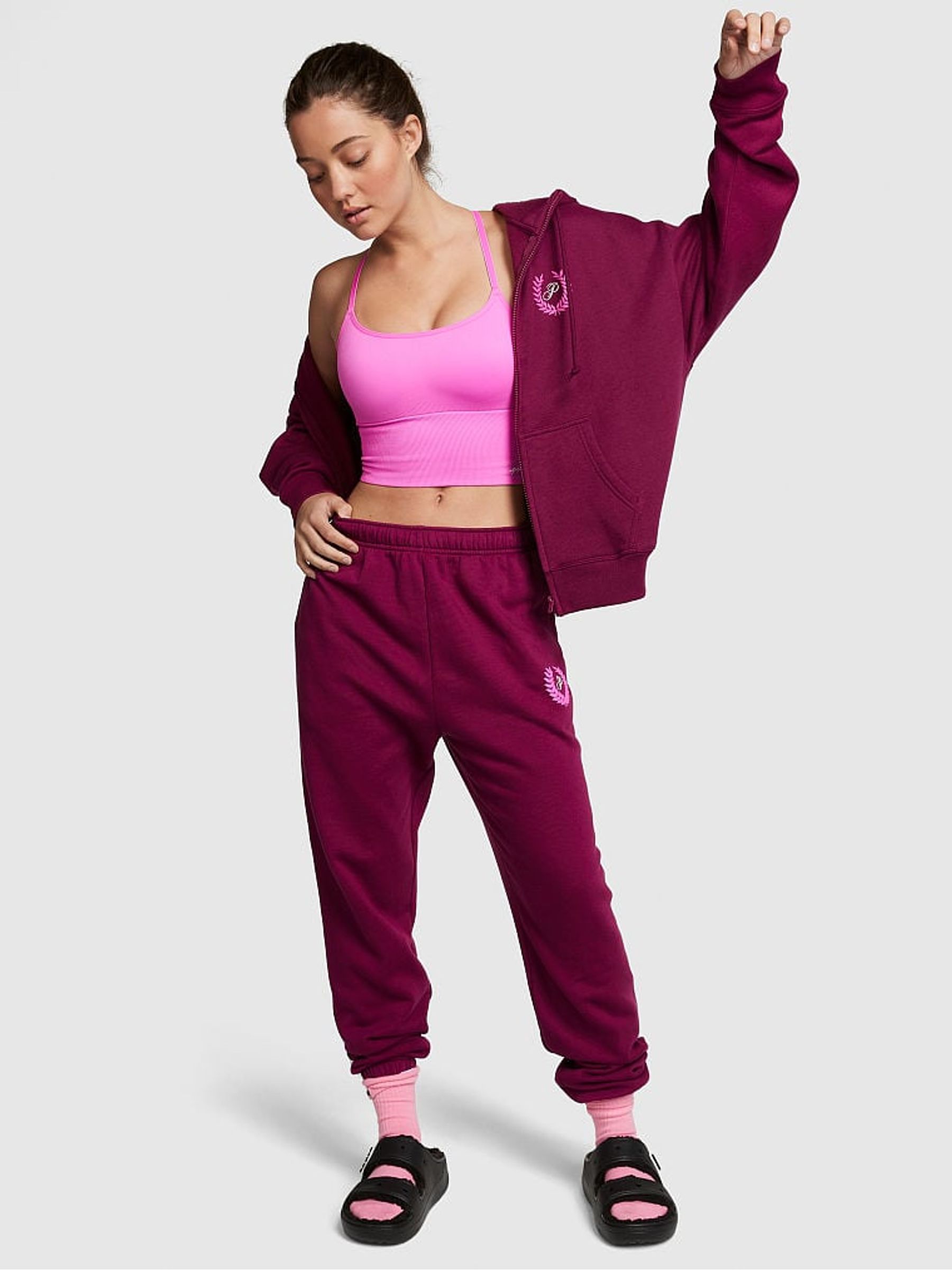 Vivid Magenta Pink Fleece Cuffed Jogger - Image 3 of 4