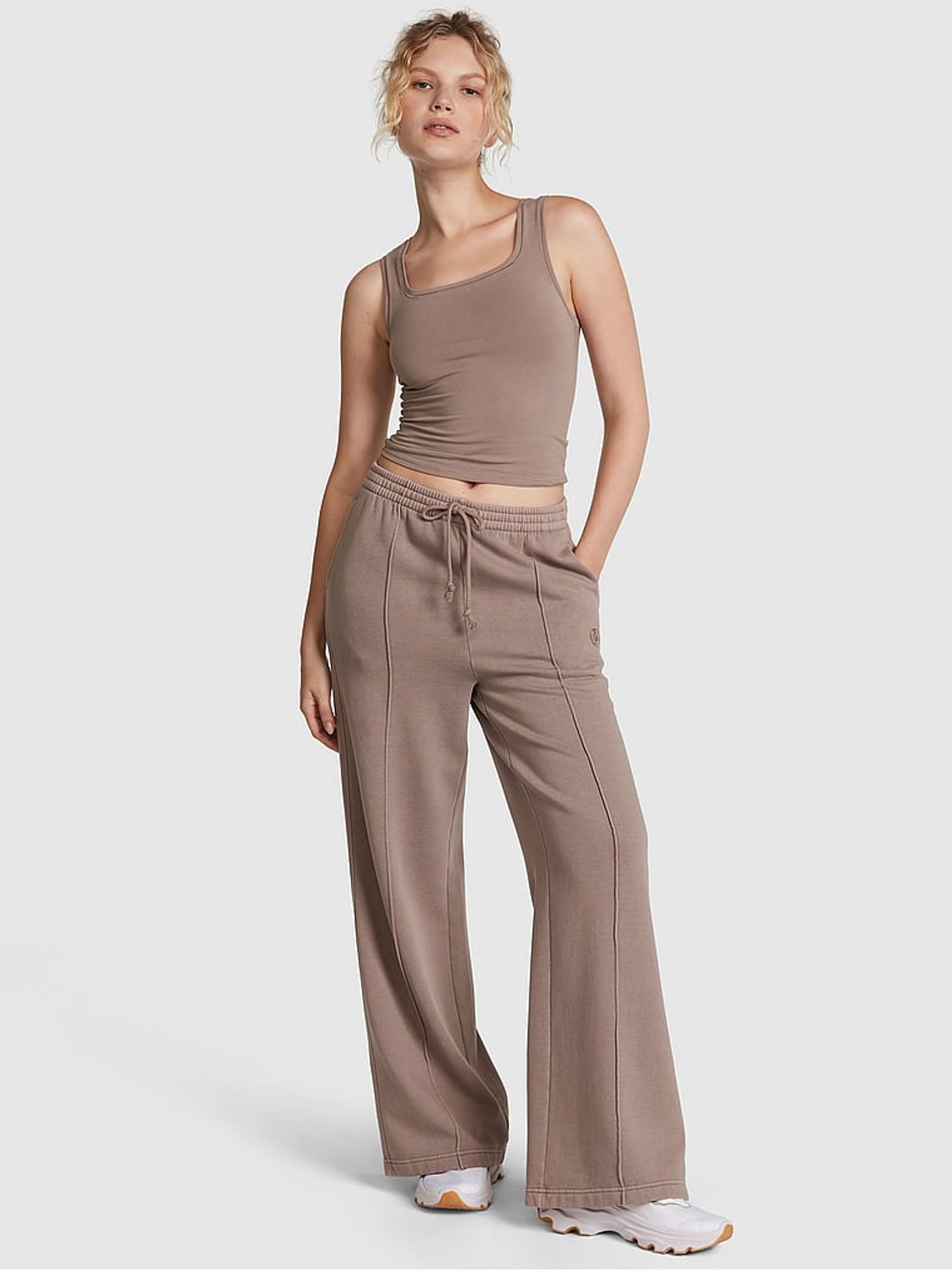 Iced Coffee Brown Fleece Wide Leg Jogger - Image 1 of 4