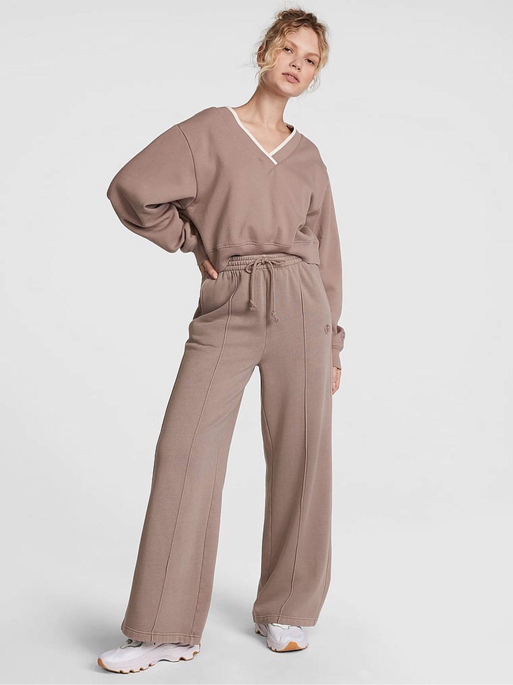 Iced Coffee Brown Fleece Wide Leg Jogger - Image 3 of 4