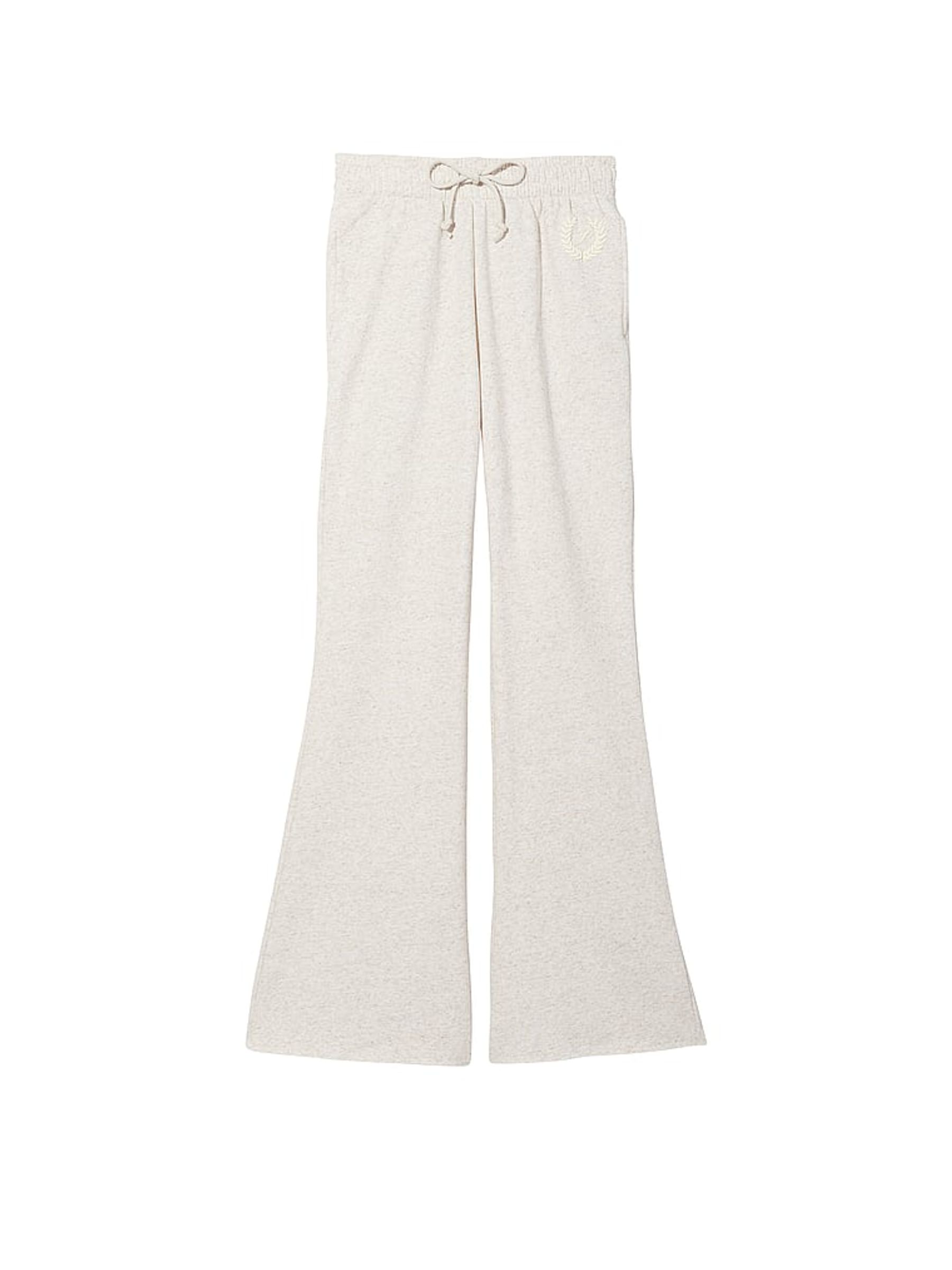 Heather Oatmeal Beige Fleece Wide Leg High Waist Jogger - Image 4 of 4