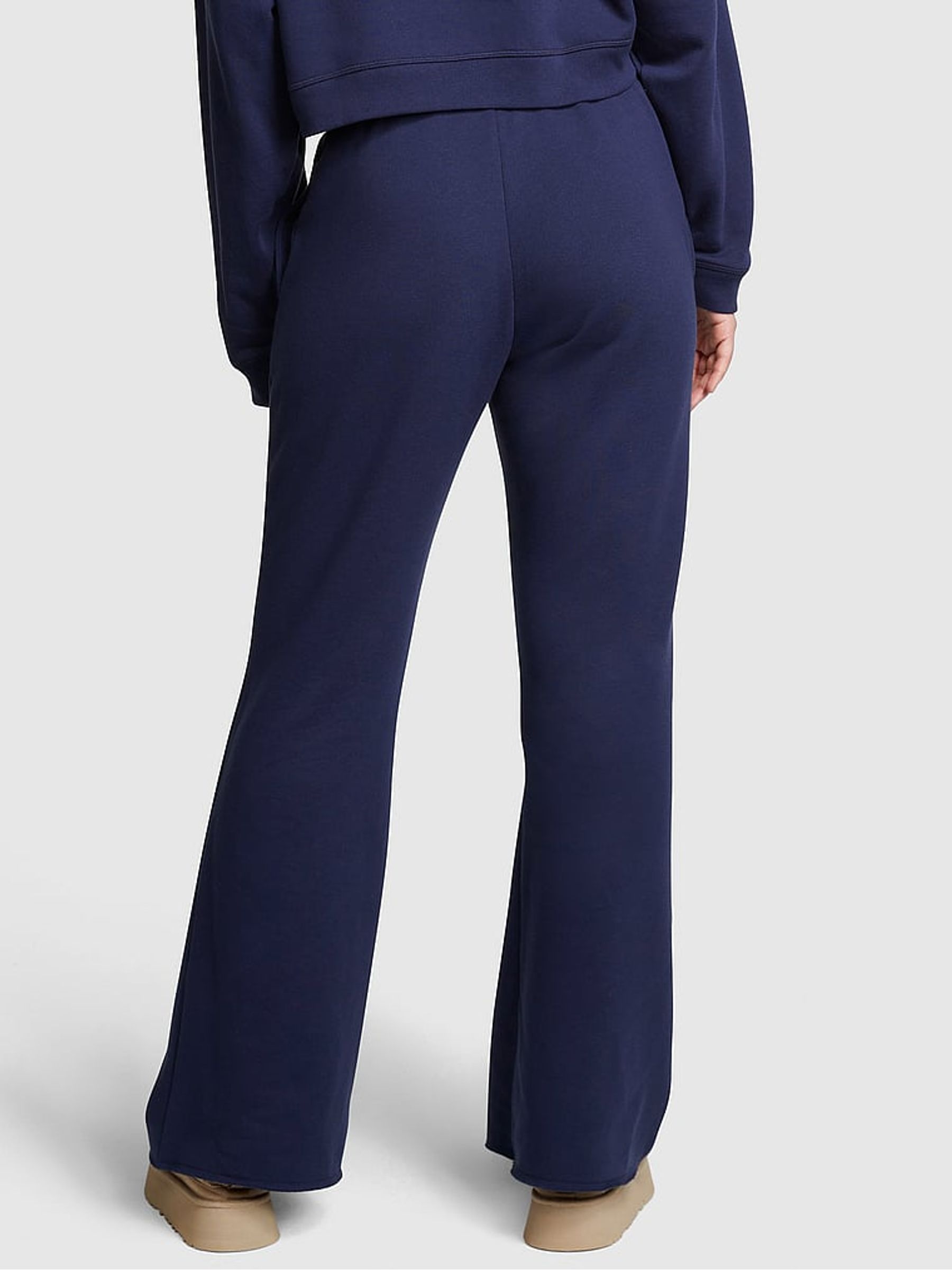 Midnight Navy Blue Fleece Wide Leg Joggers - Image 2 of 4