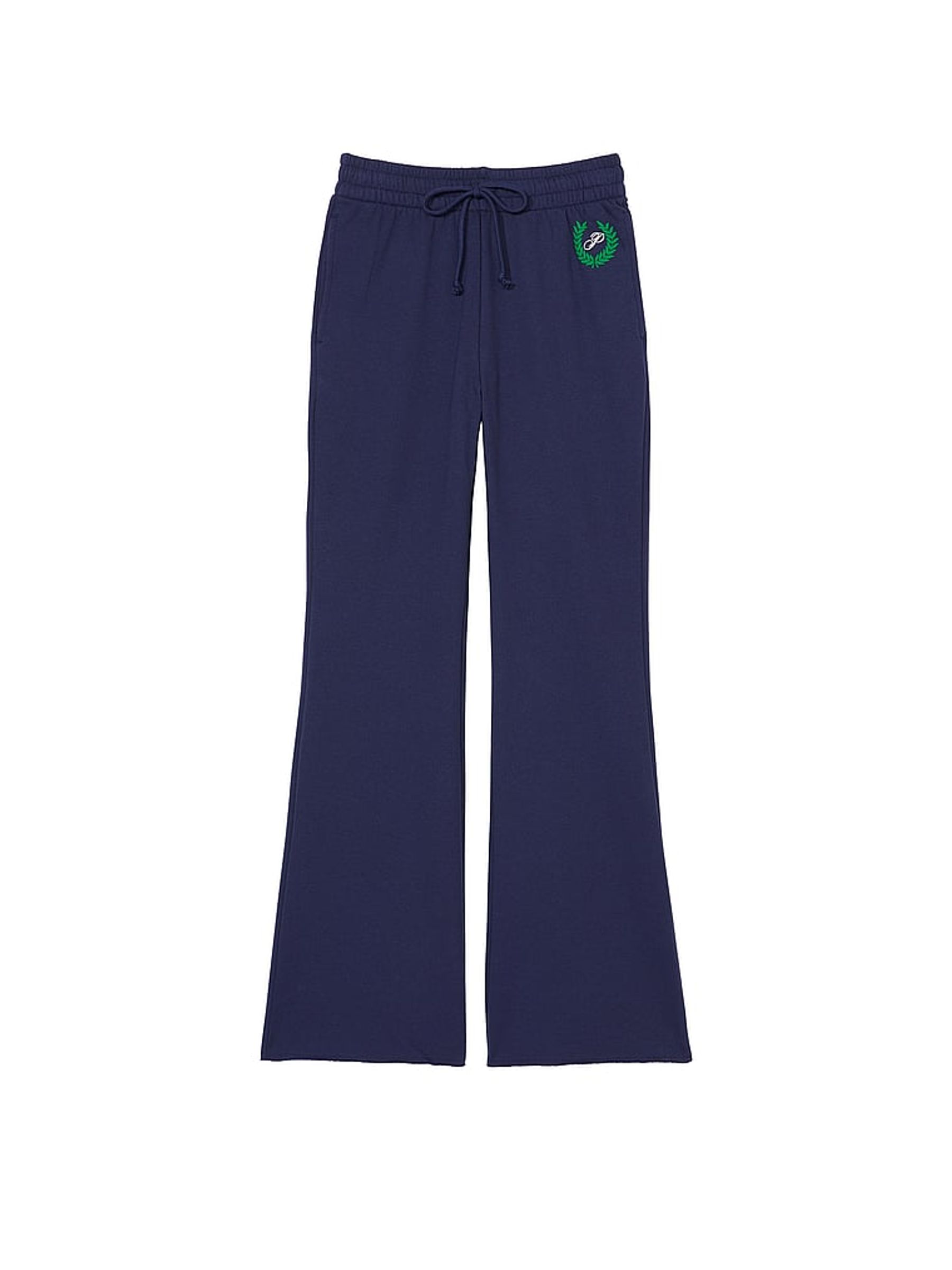 Midnight Navy Blue Fleece Wide Leg Joggers - Image 4 of 4