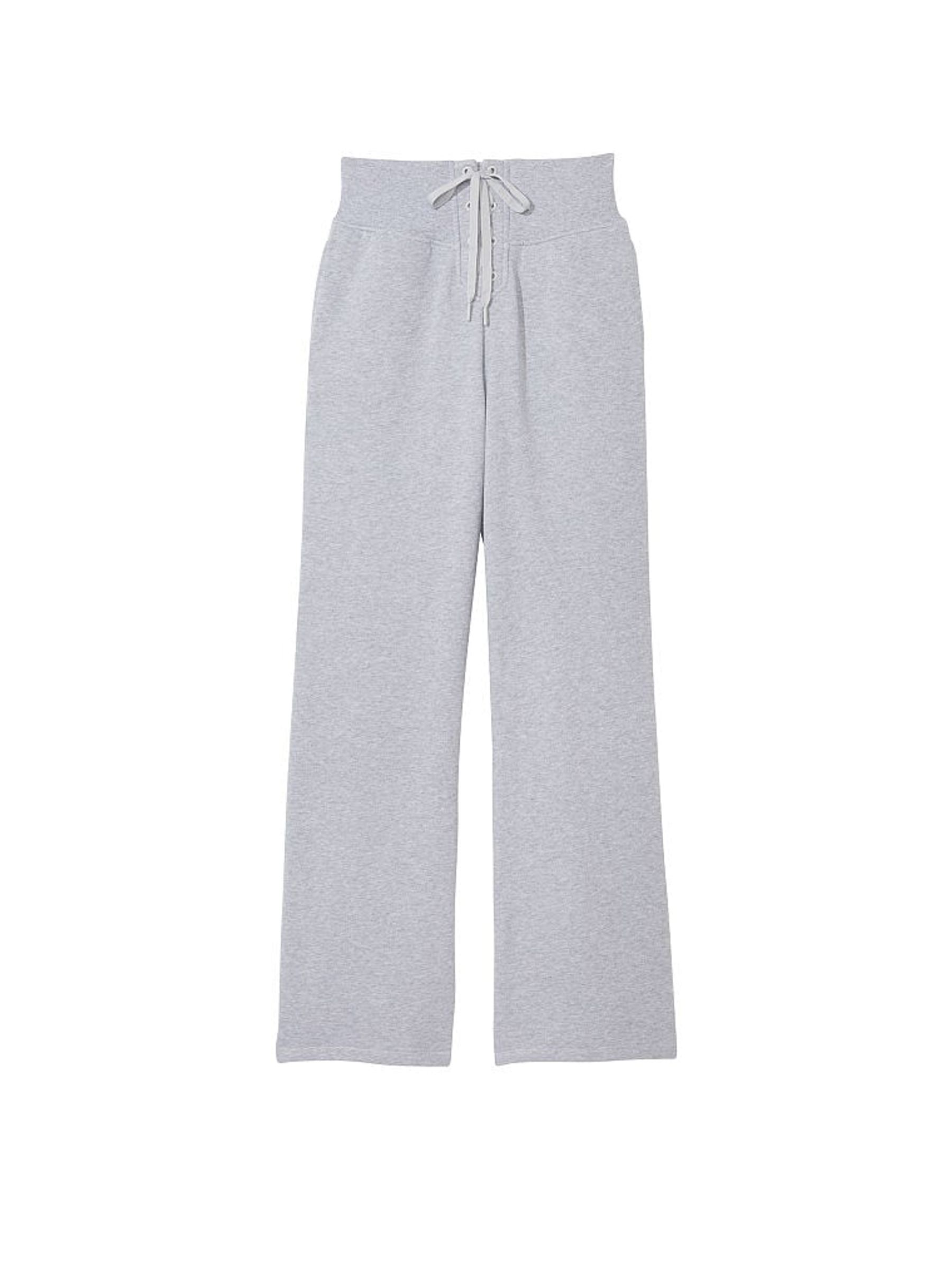 Medium Heather Grey Lace Up Wide Leg Joggers - Image 3 of 3