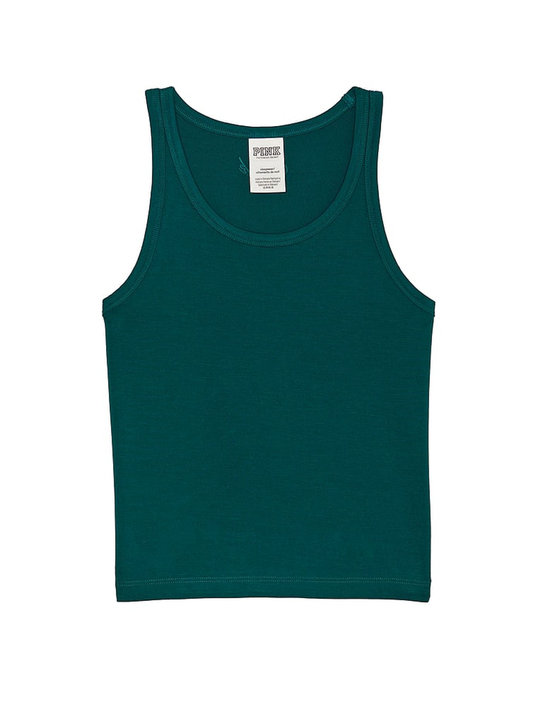 Black Ivy Green Smooth Modal Cropped Sleep Tank Top - Image 3 of 3