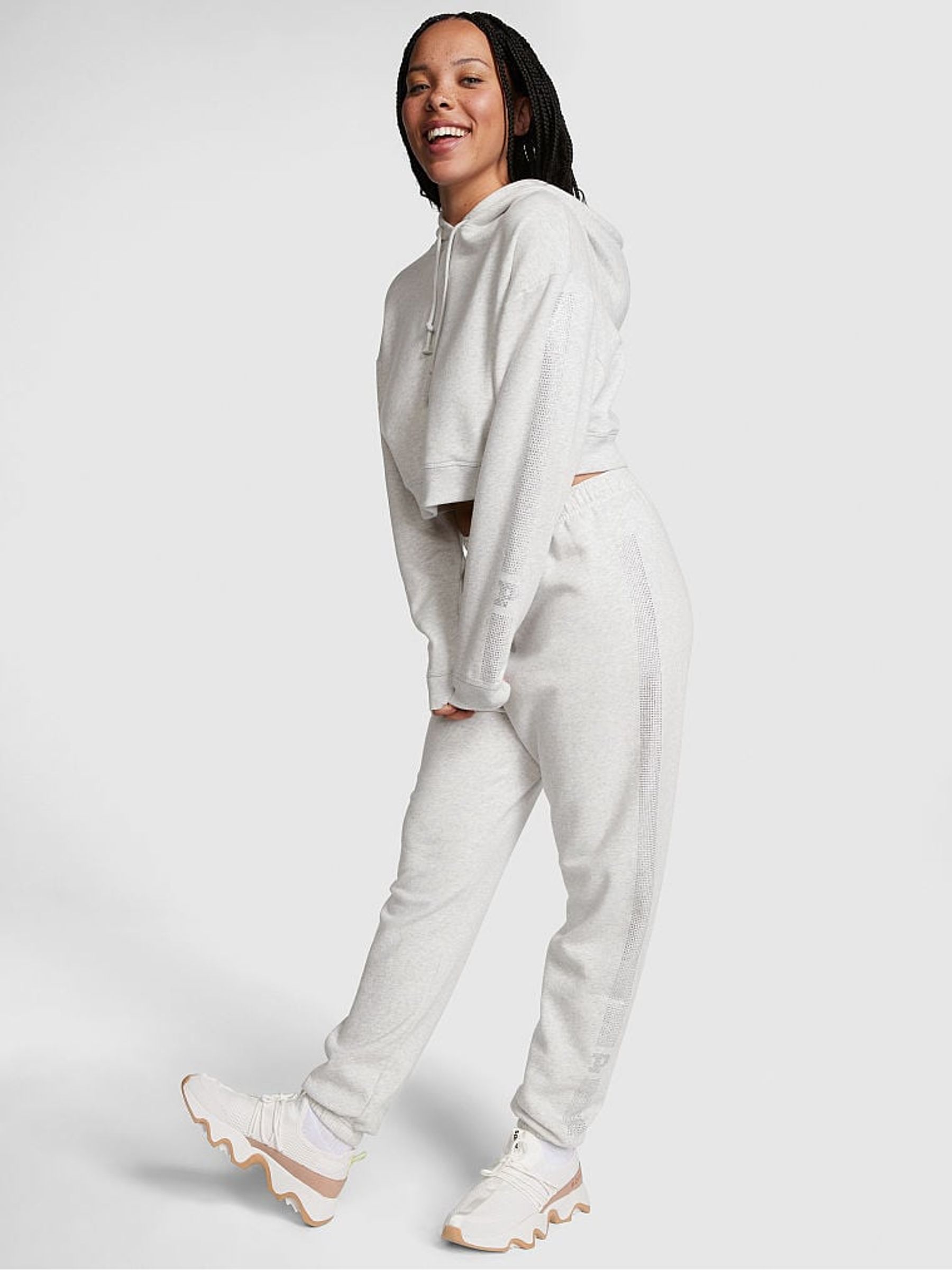 Stone Grey Shine Cuffed Jogger Victoria's Secret UK