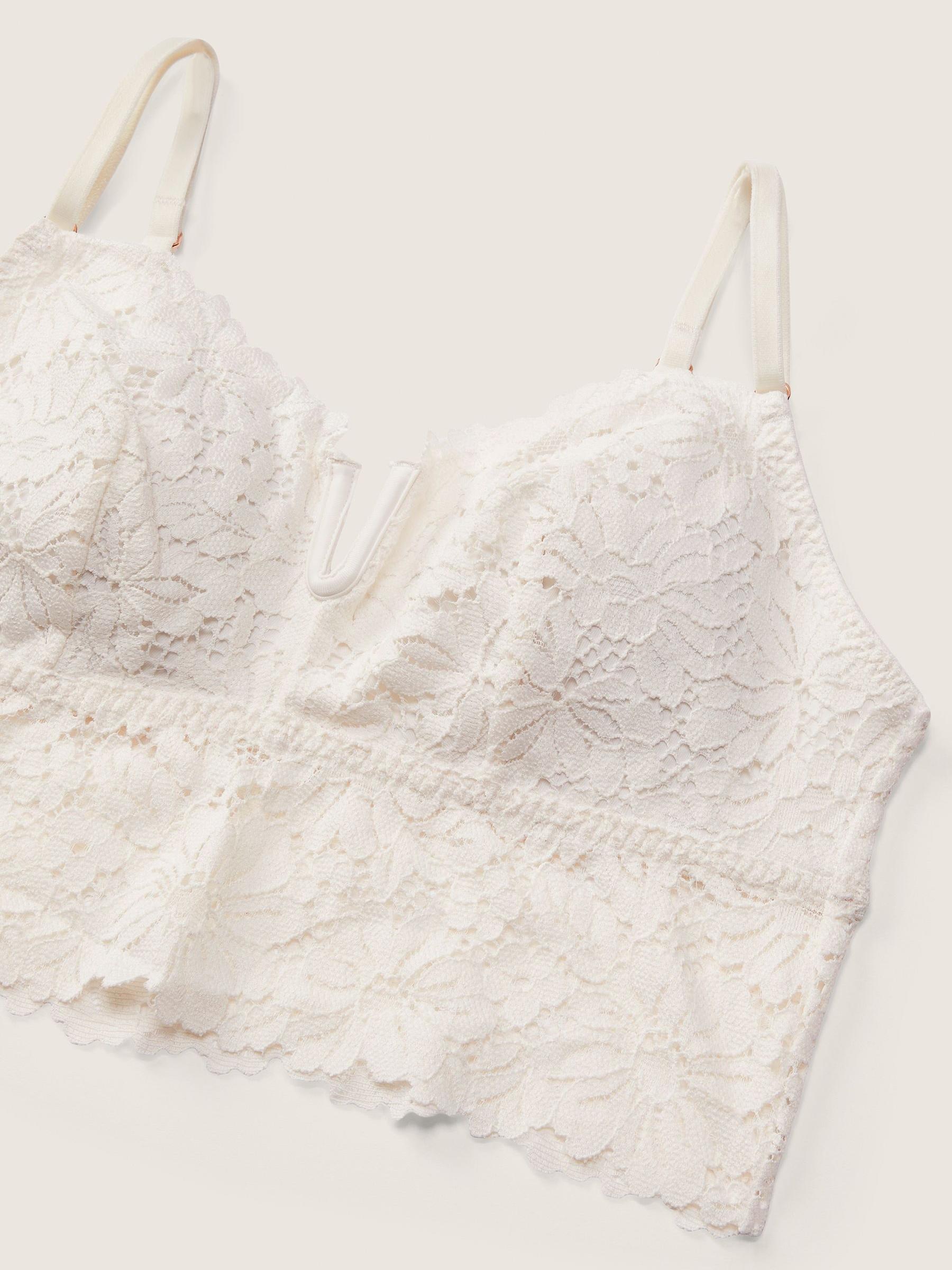 Coconut White Lace Longline Bralette - Image 4 of 4