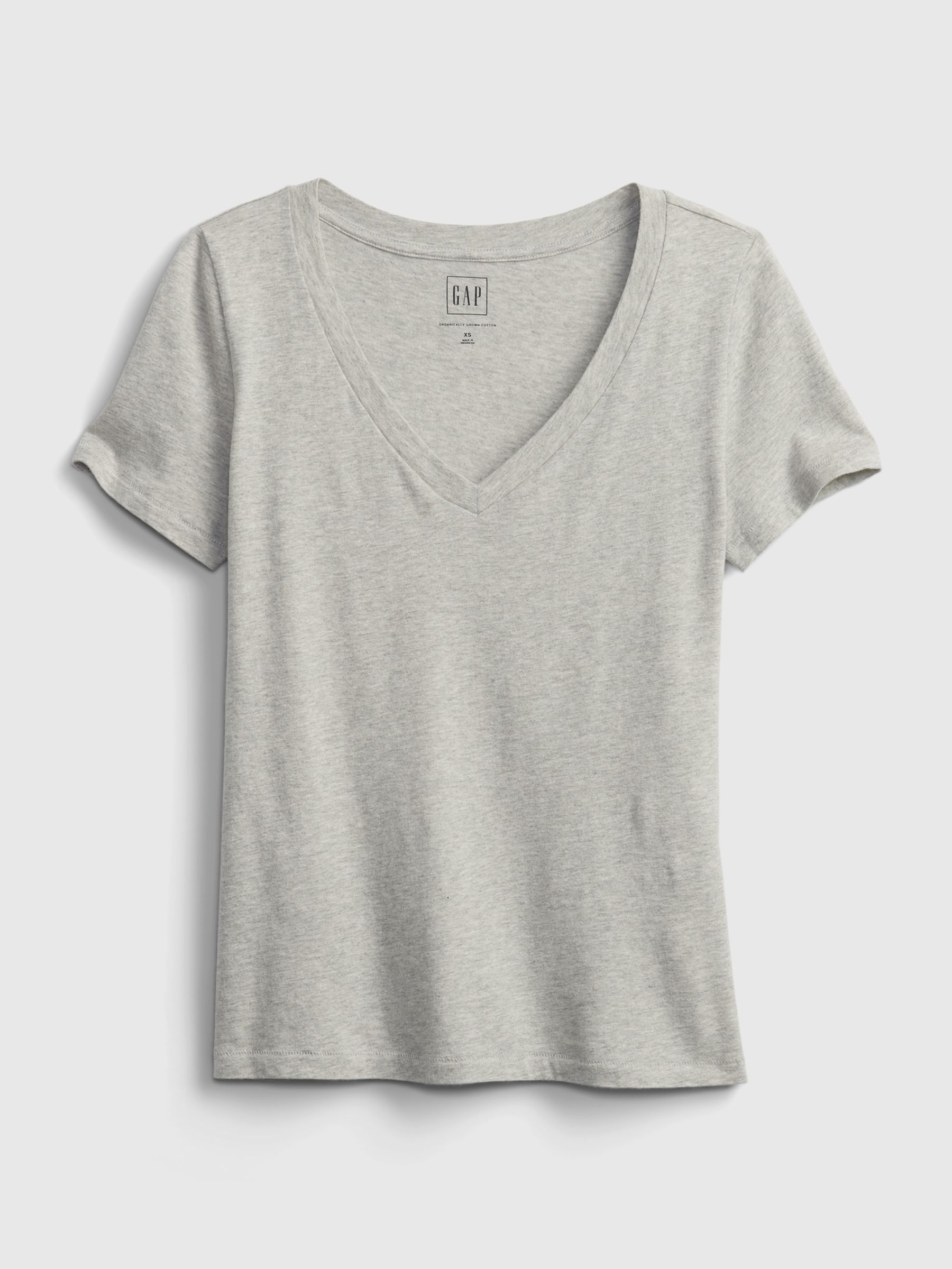 Grey Vintage 100% Organic Cotton V Neck Short Sleeve T-Shirt - Image 4 of 4