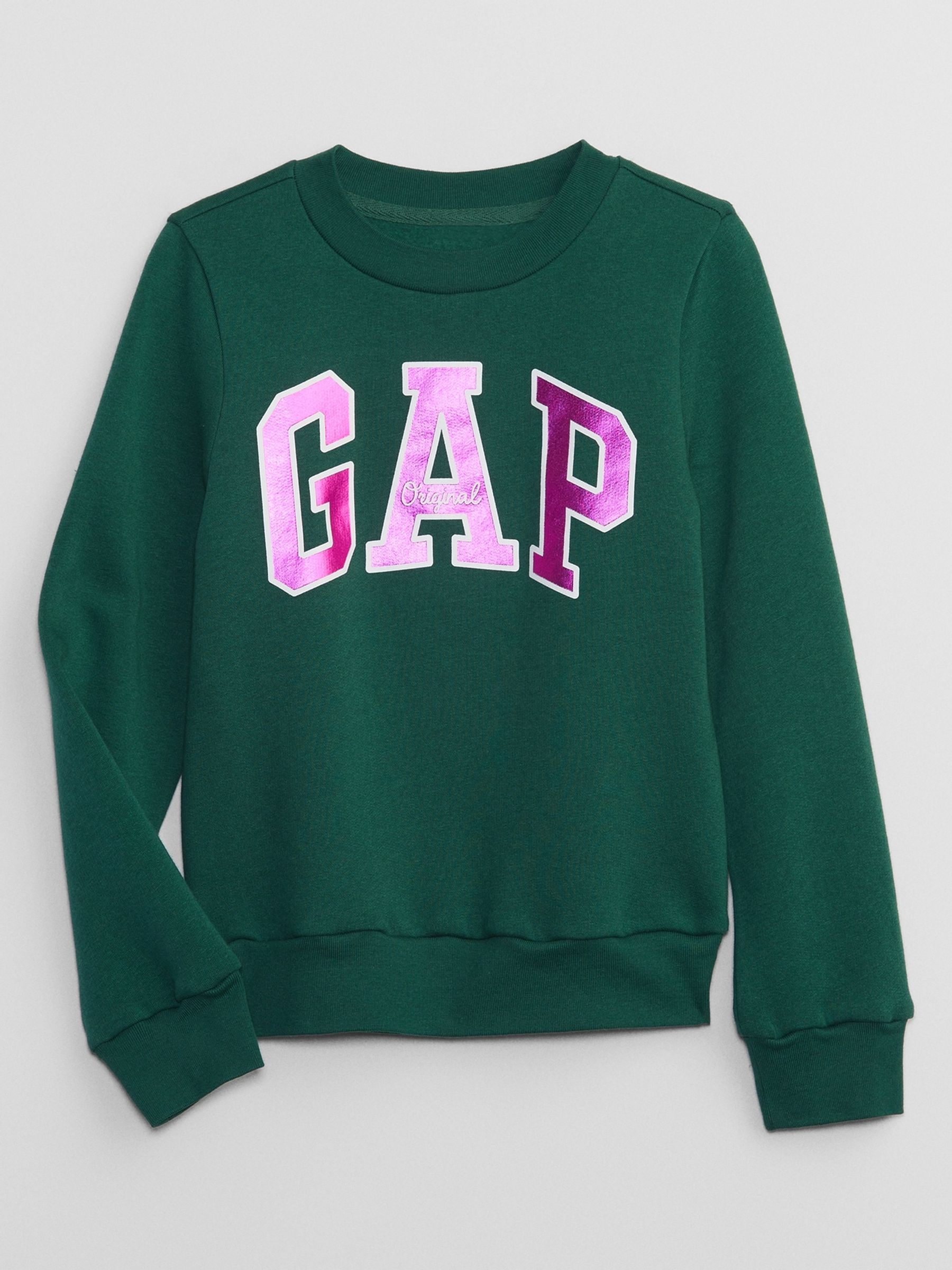 Green Metallic Logo Long Sleeve Crew Neck Sweatshirt (4-13yrs) - Image 1 of 3