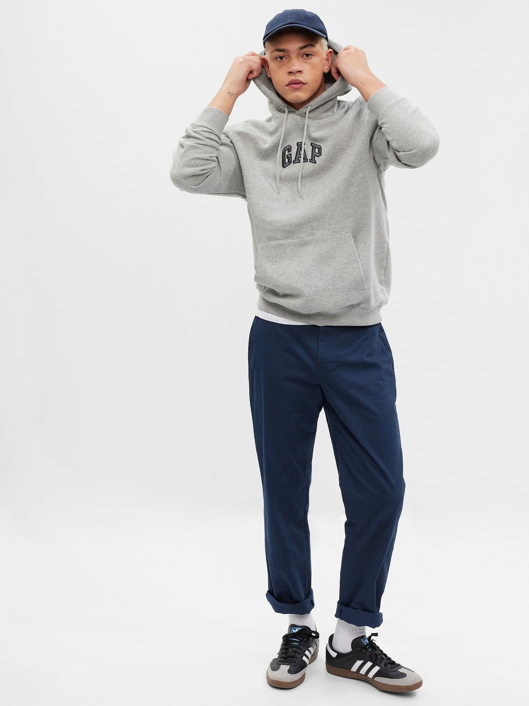 Grey Arch Logo Cotton Mix Hoodie - Image 1 of 1