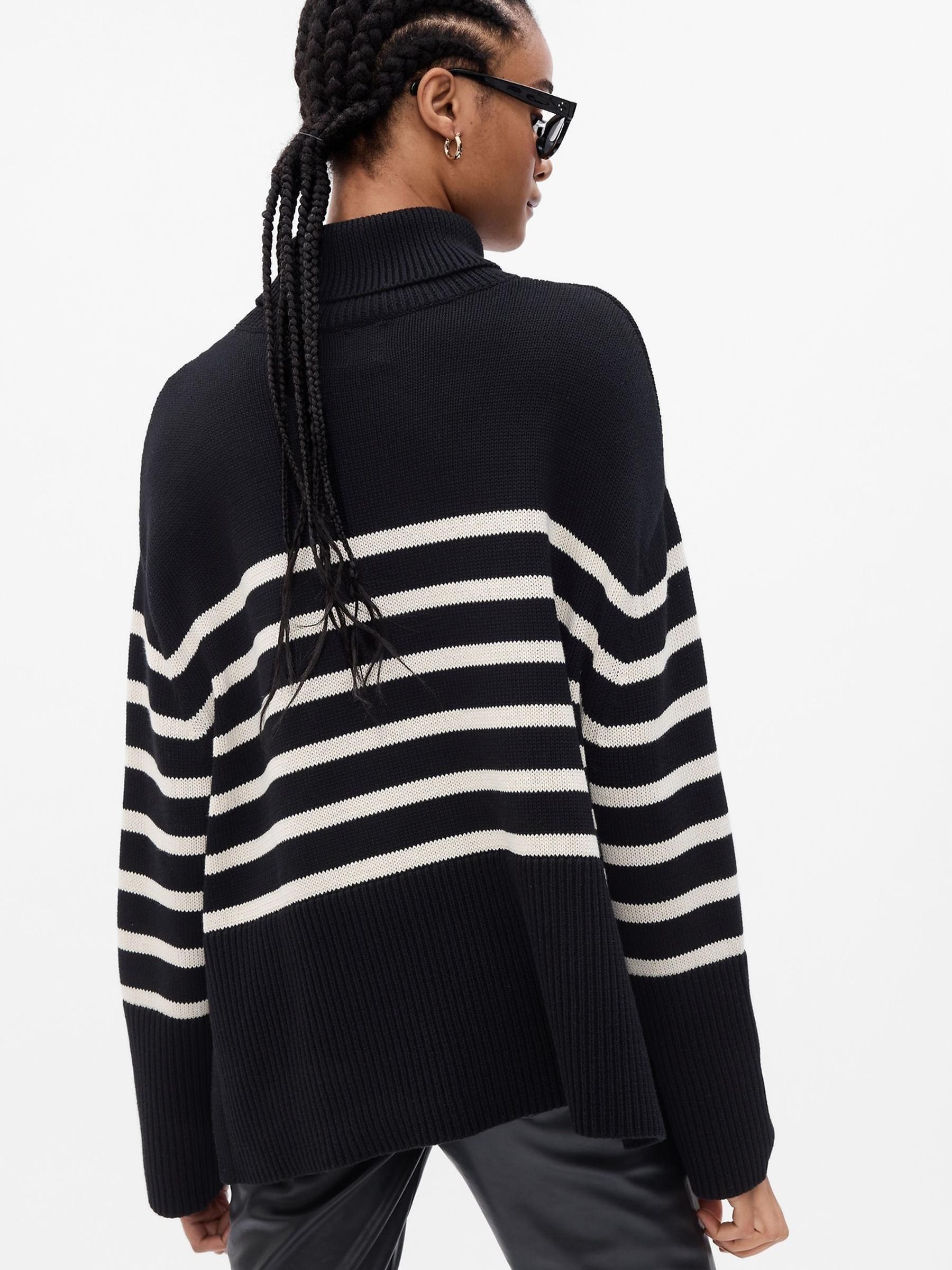Black/White Split Hem Turtle Neck Jumper - Image 2 of 2