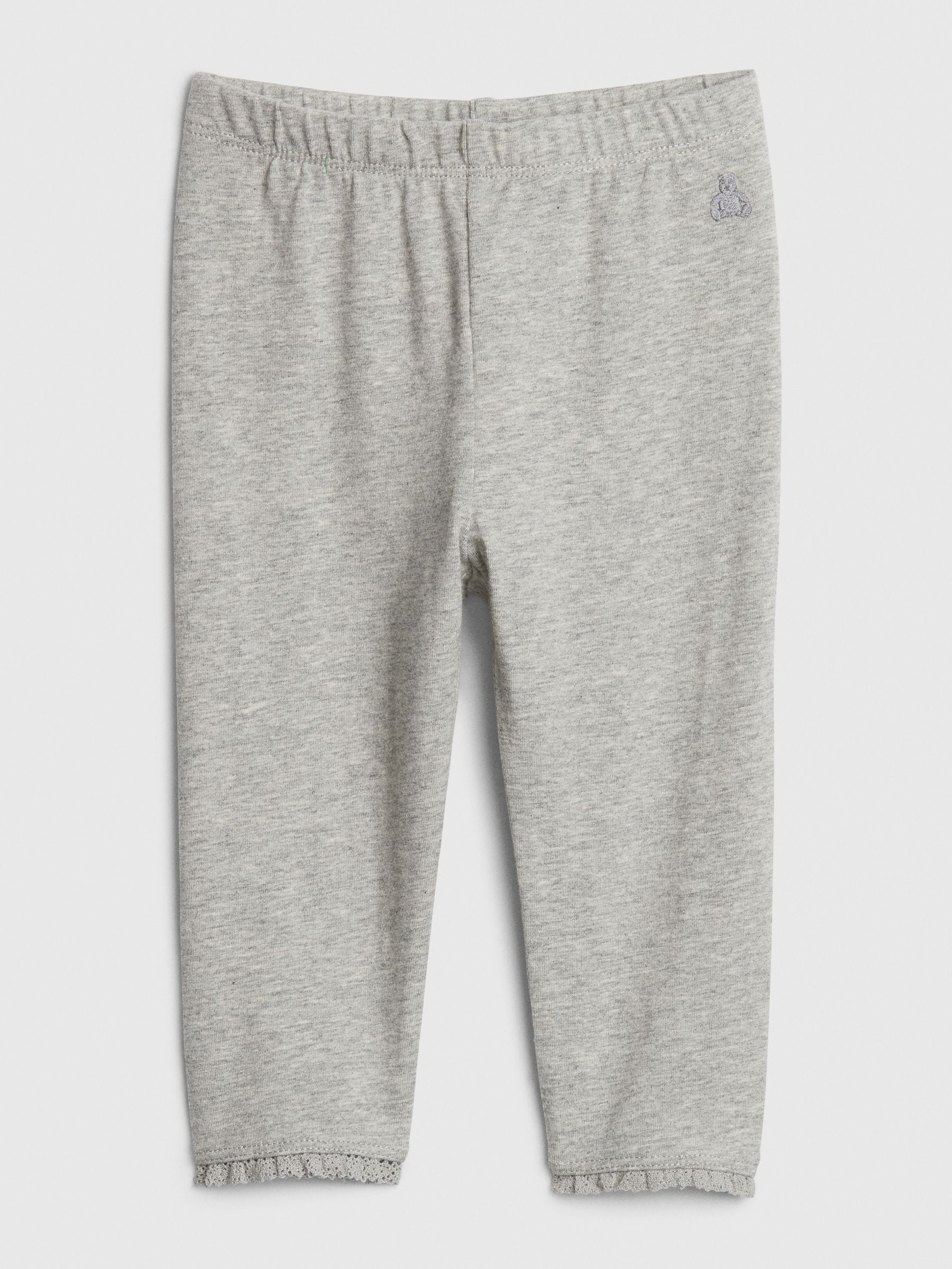 Grey Lace-Trim Leggings - Image 1 of 1