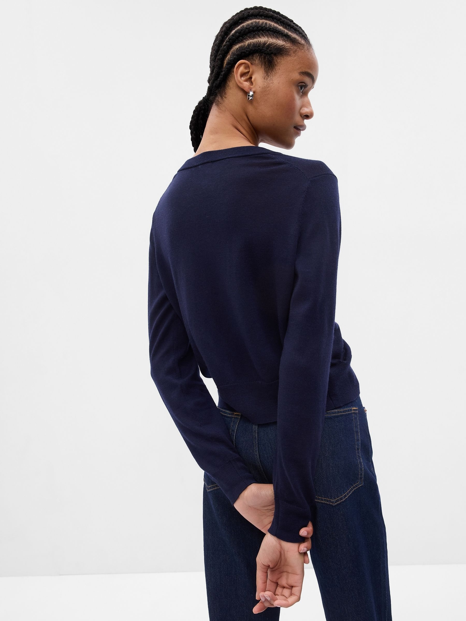 Blue Merino Wool Short Cardigan - Image 2 of 2