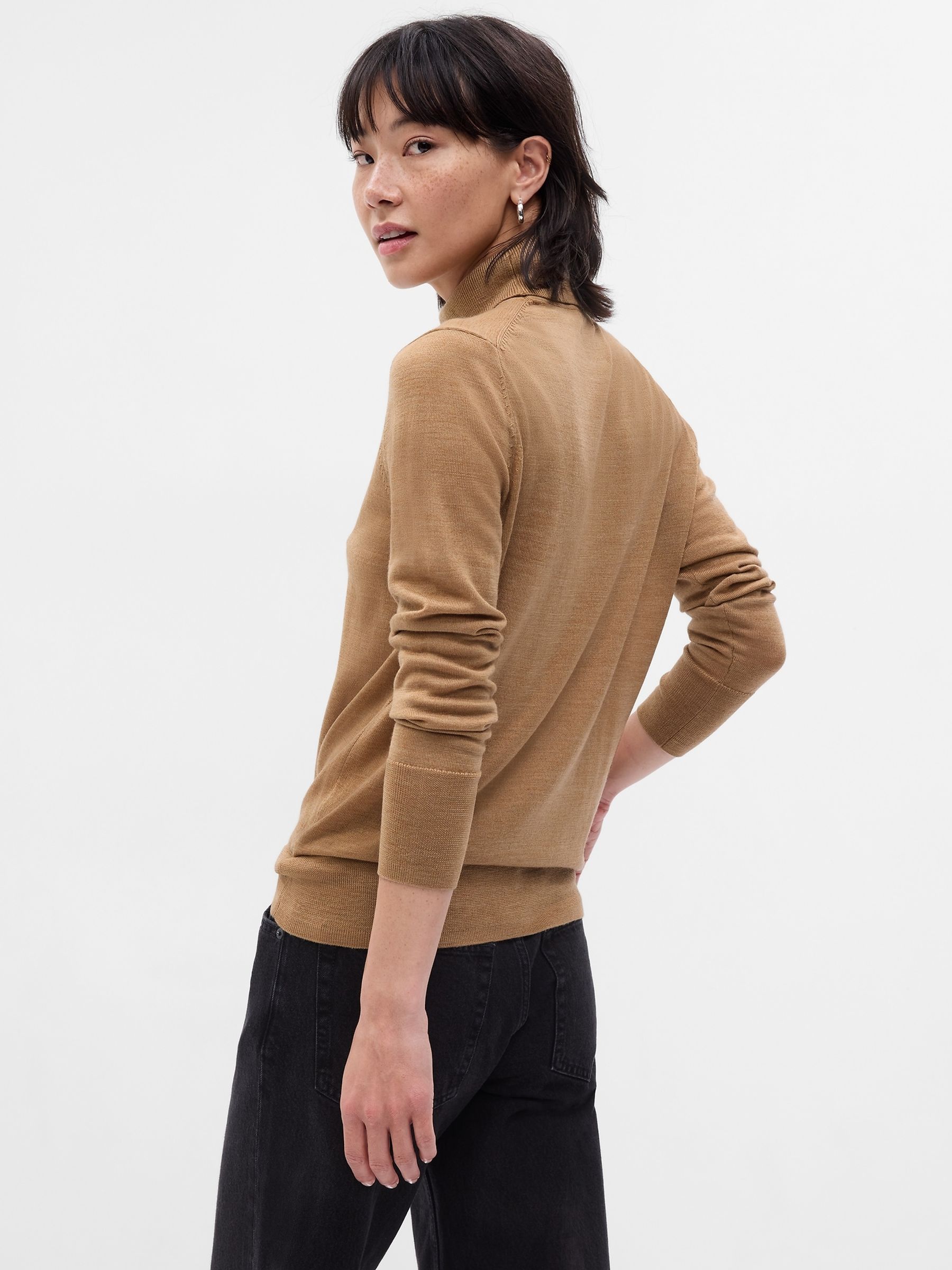 Brown Merino Wool Turtle Neck Jumper - Image 2 of 2