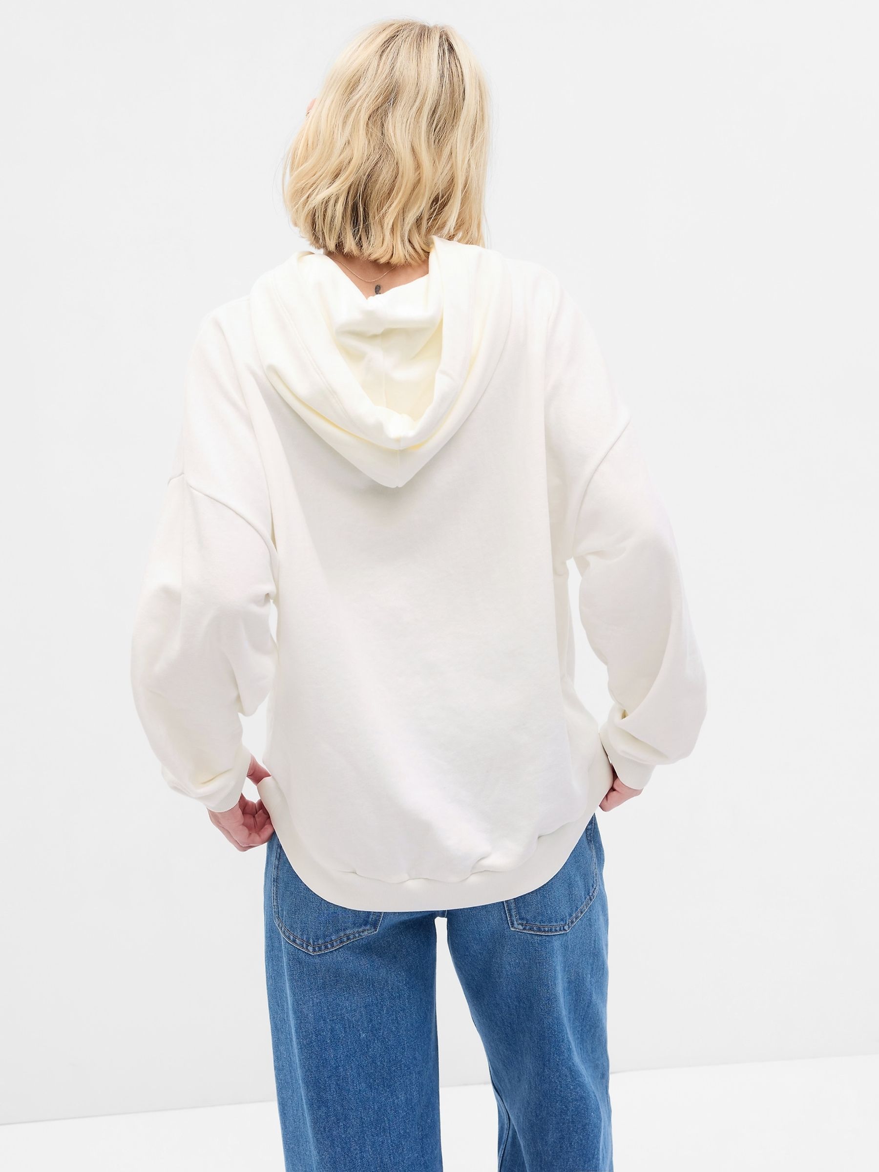 White Vintage Soft Arch Logo Long Sleeve Hoodie - Image 2 of 2