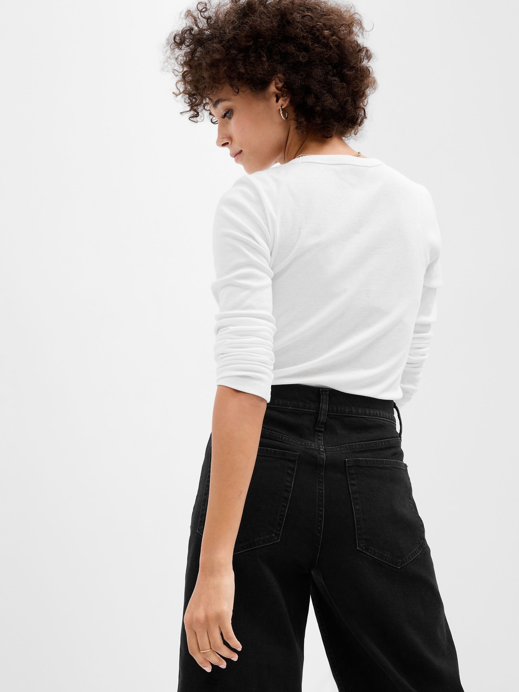 White Soft Crew Neck Long Sleeve T-Shirt - Image 2 of 2