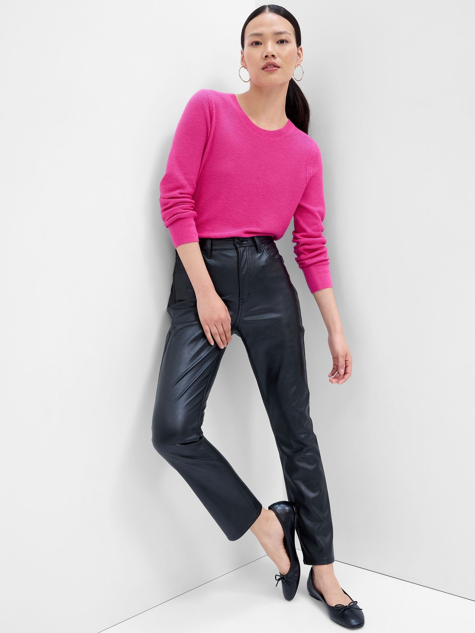 Pink Relaxed Long Sleeve Crew Neck Jumper - Image 1 of 1