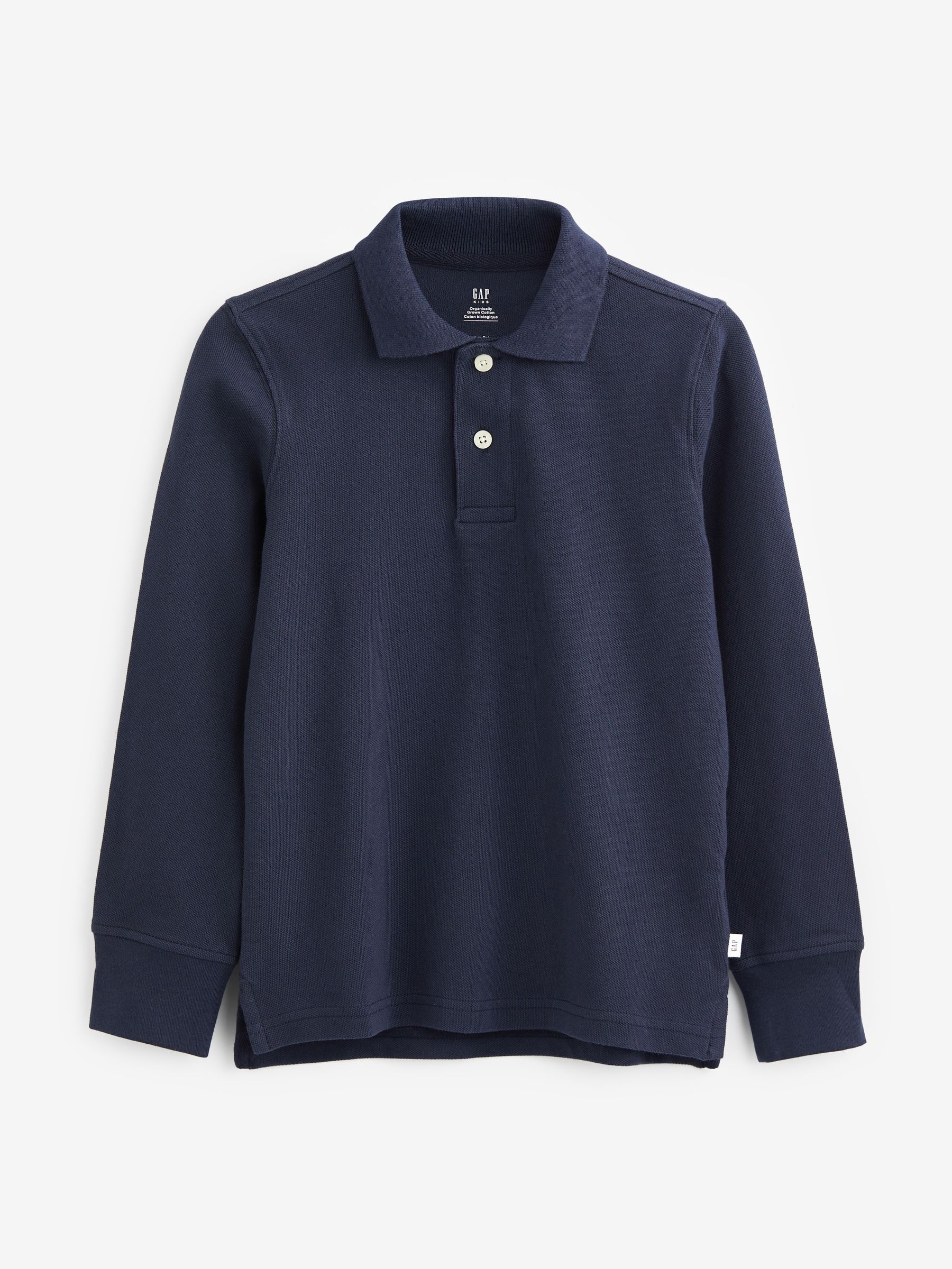 Blue Organic Cotton 3 Pack Uniform Long Sleeve Polo Shirts - Image 2 of 4