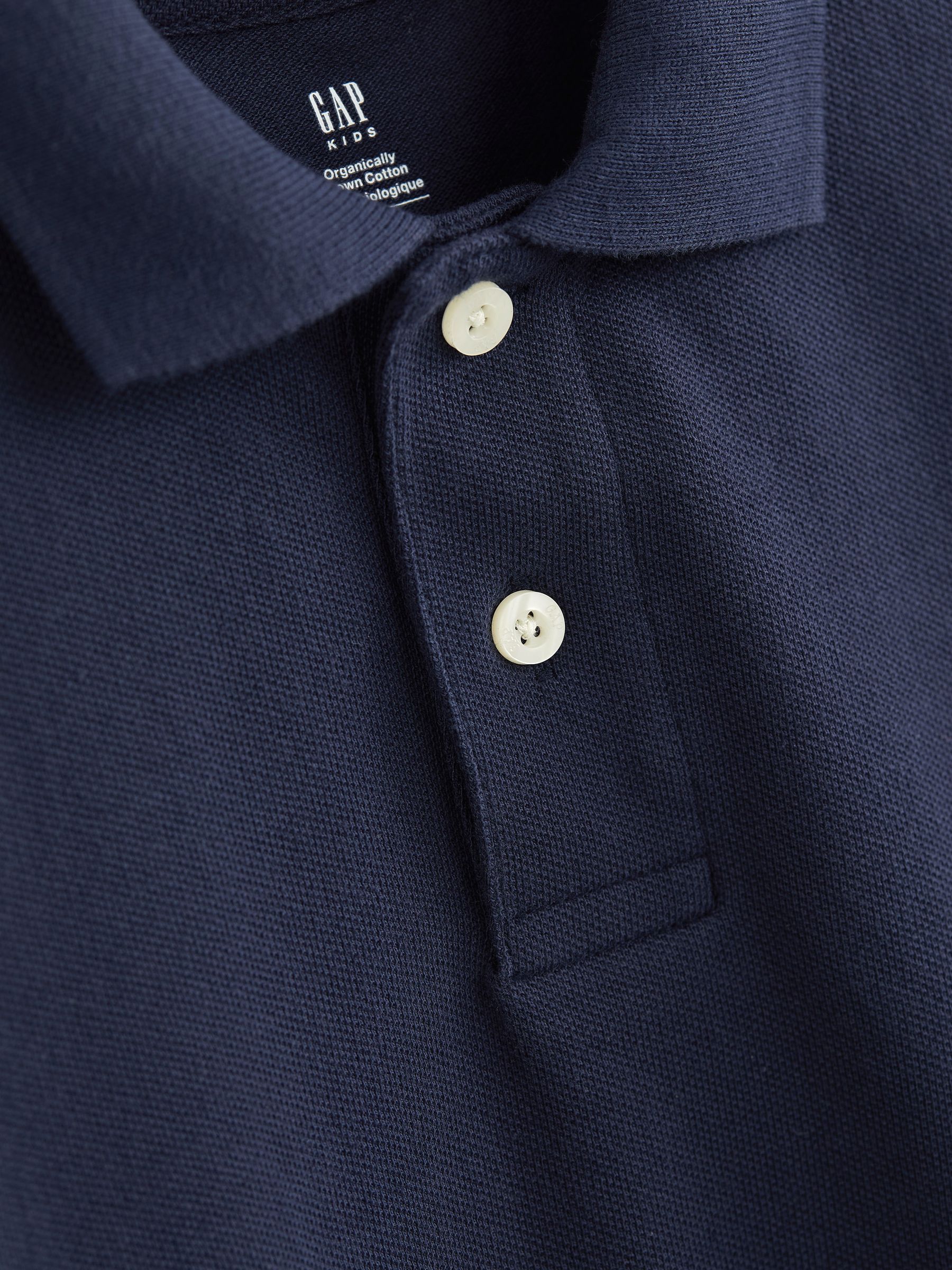 Blue Organic Cotton 3 Pack Uniform Long Sleeve Polo Shirts - Image 4 of 4