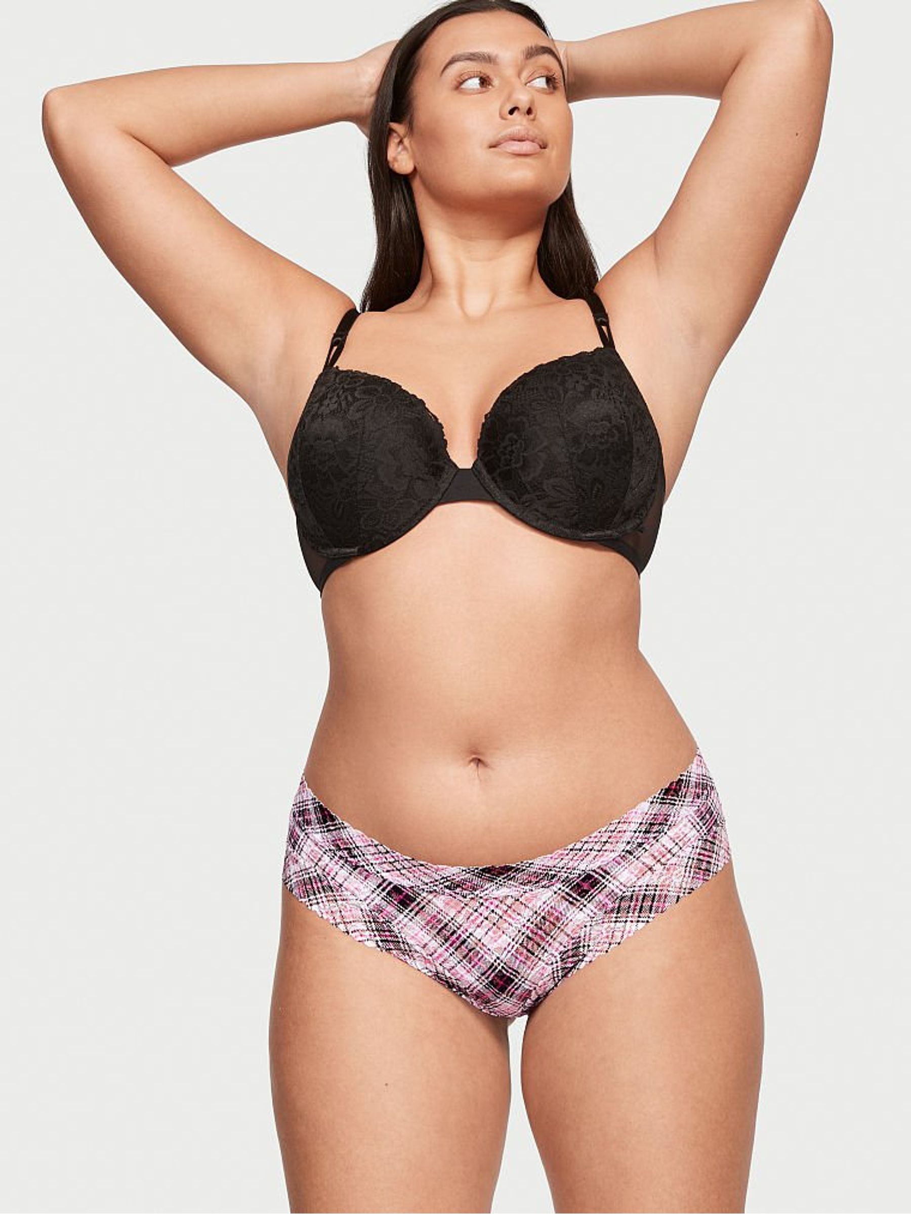 Black Pink Plaid Lacie Cheeky Joggery - Image 1 of 2