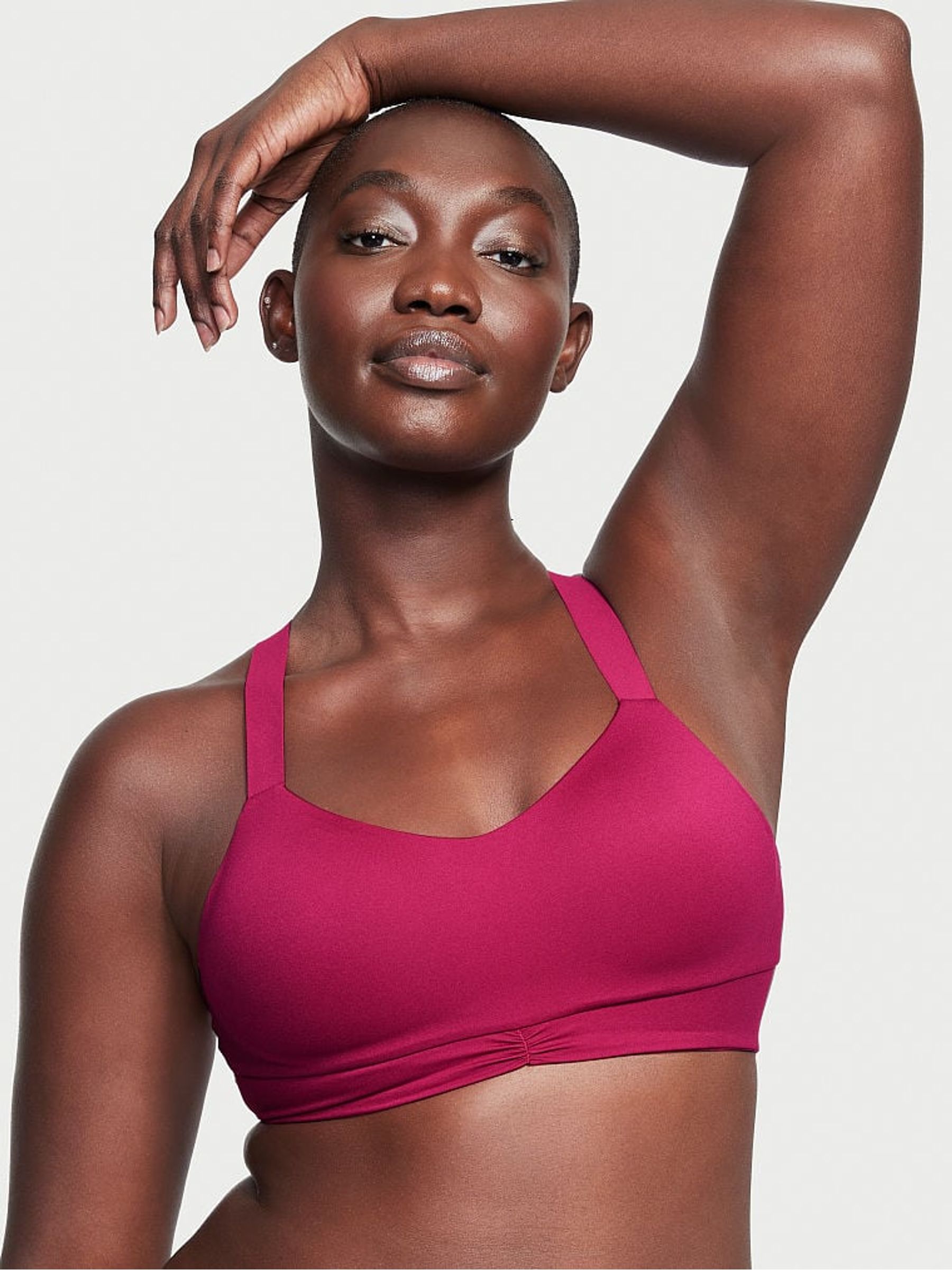 Claret Red Red Wrapped Front Smooth Non Wired Minimum Impact Sports Bra - Image 1 of 3
