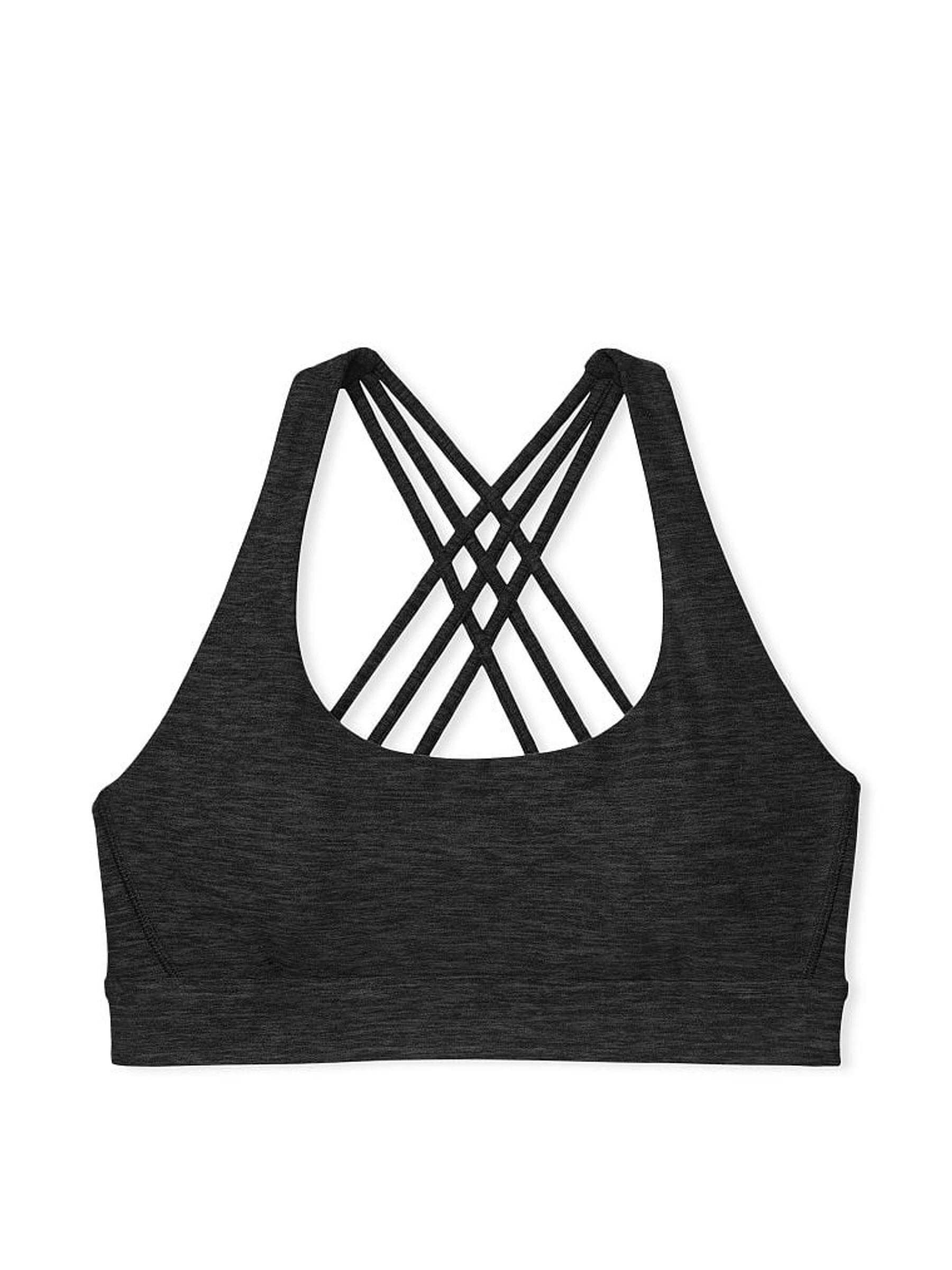 Grey Onyx Heather Smooth Strappy Back Non Wired Minimum Impact Sports Bra - Image 3 of 3