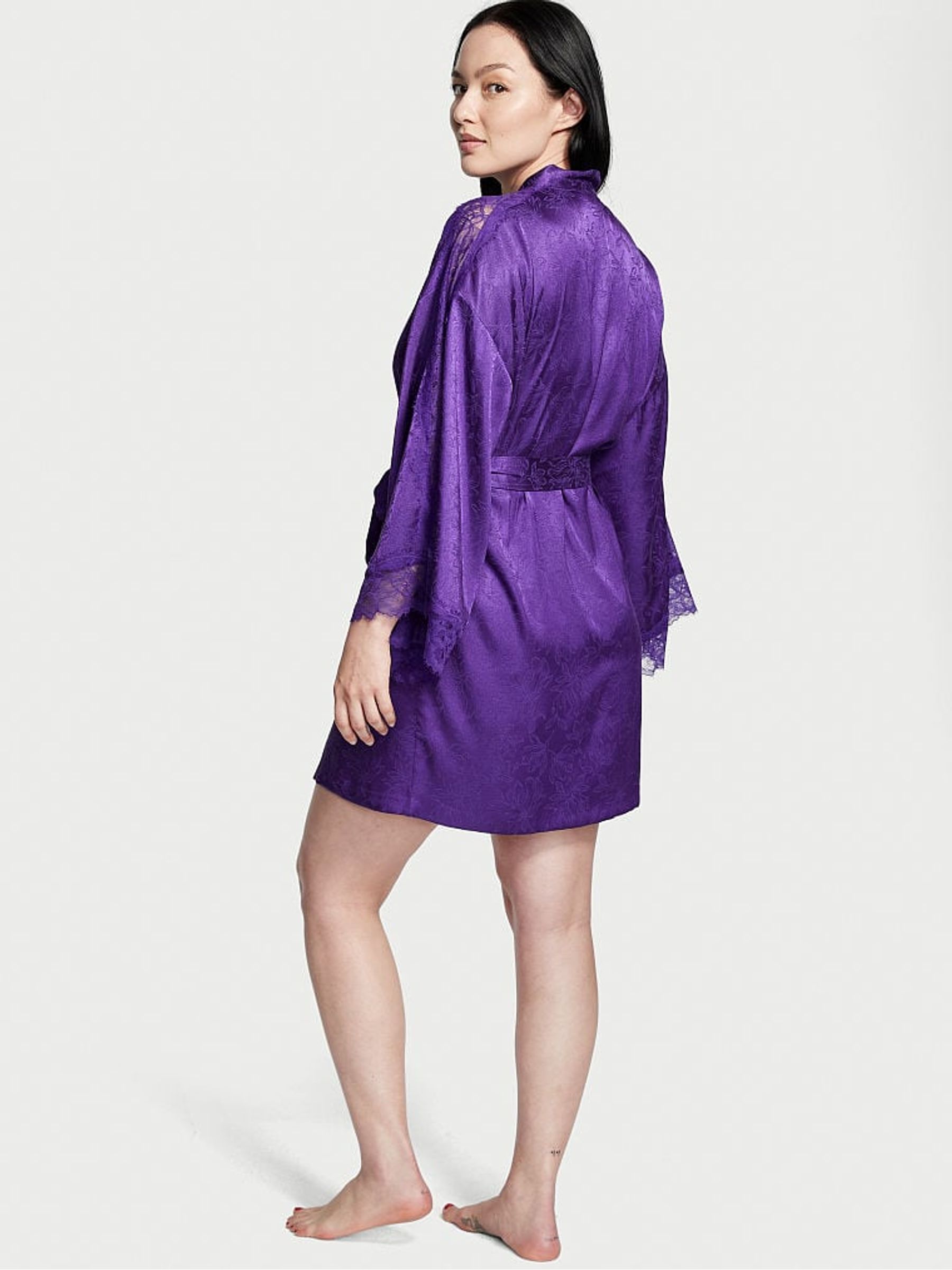 Brilliant Purple Lace Inset Robe - Image 2 of 3