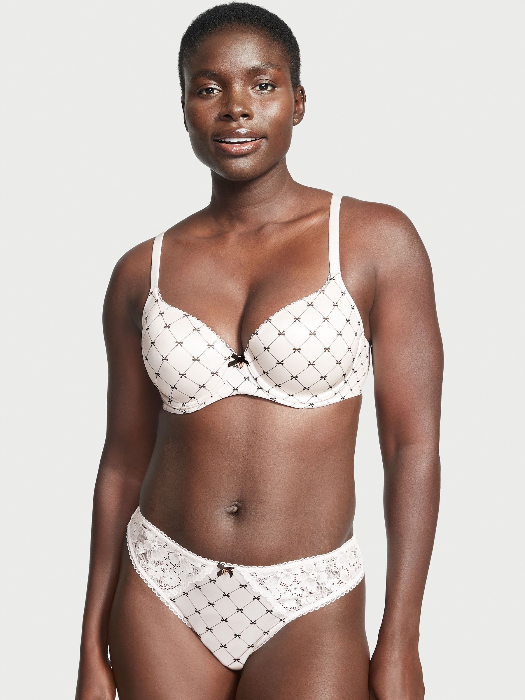 White Bow Smooth Lightly Lined Demi Bra - Image 1 of 3