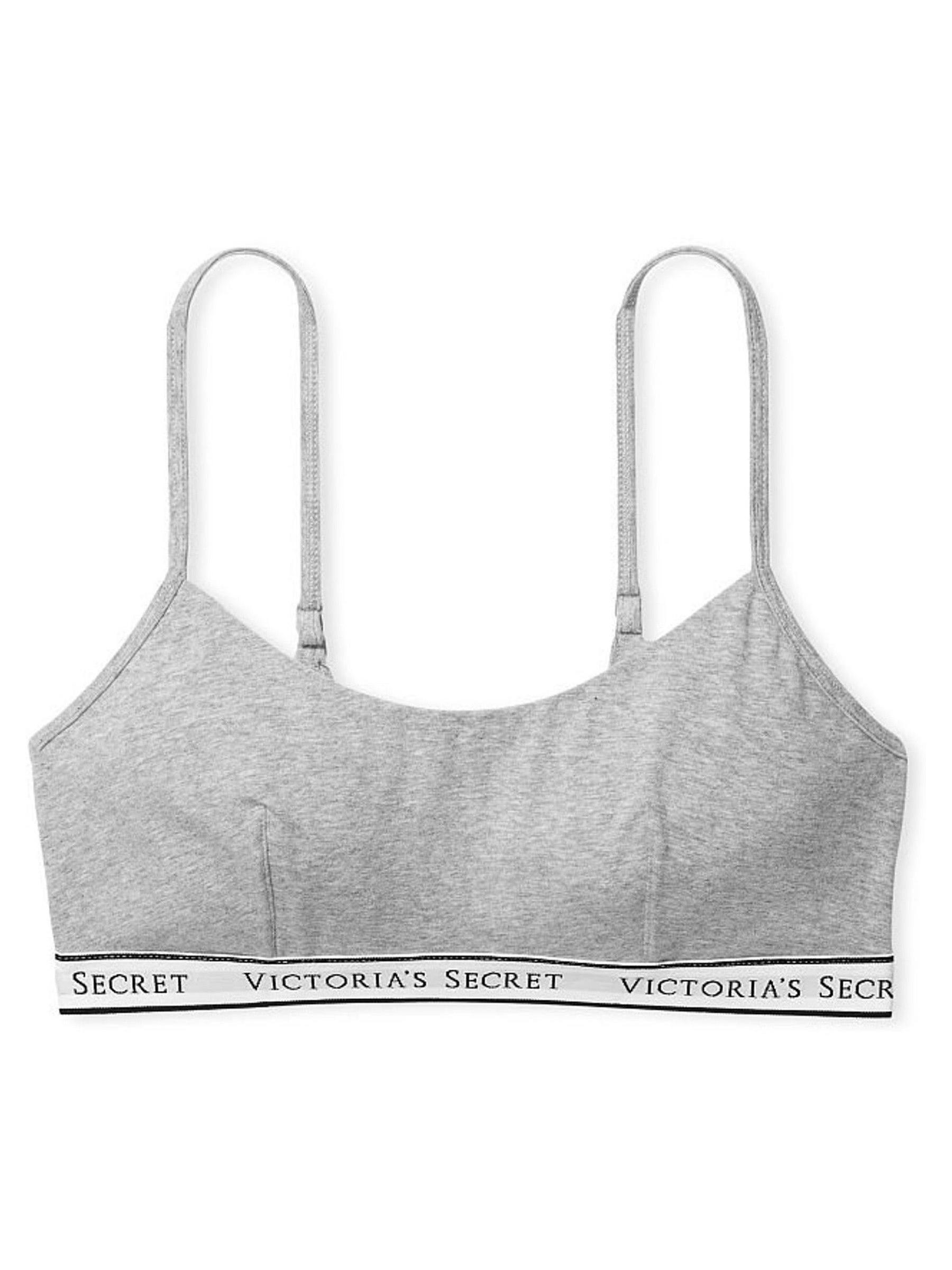 Heather Grey Logo Cotton Scoop Bralette - Image 3 of 3