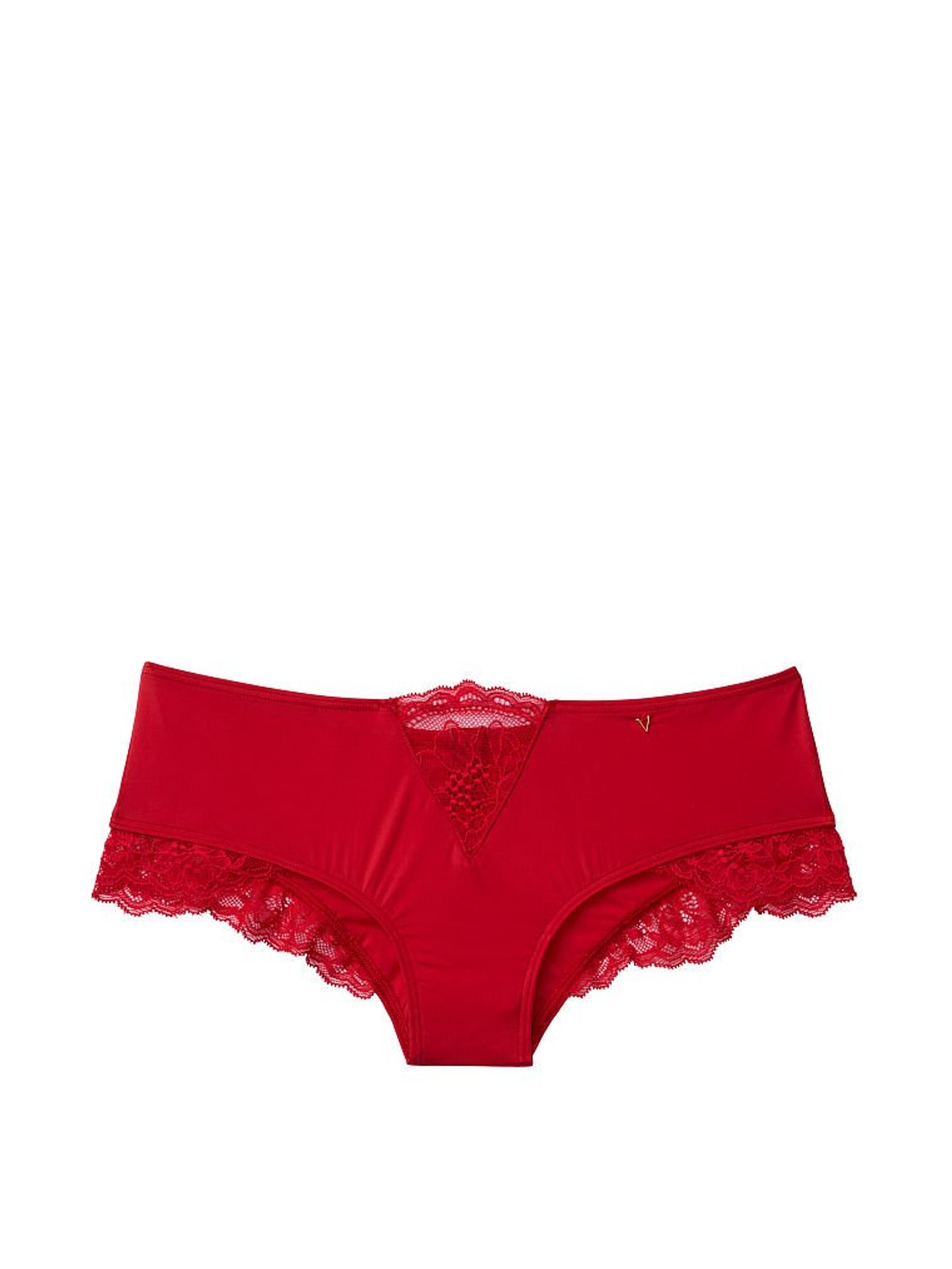 Lipstick Red Micro Lace Inset Cheeky Knickers - Image 3 of 3
