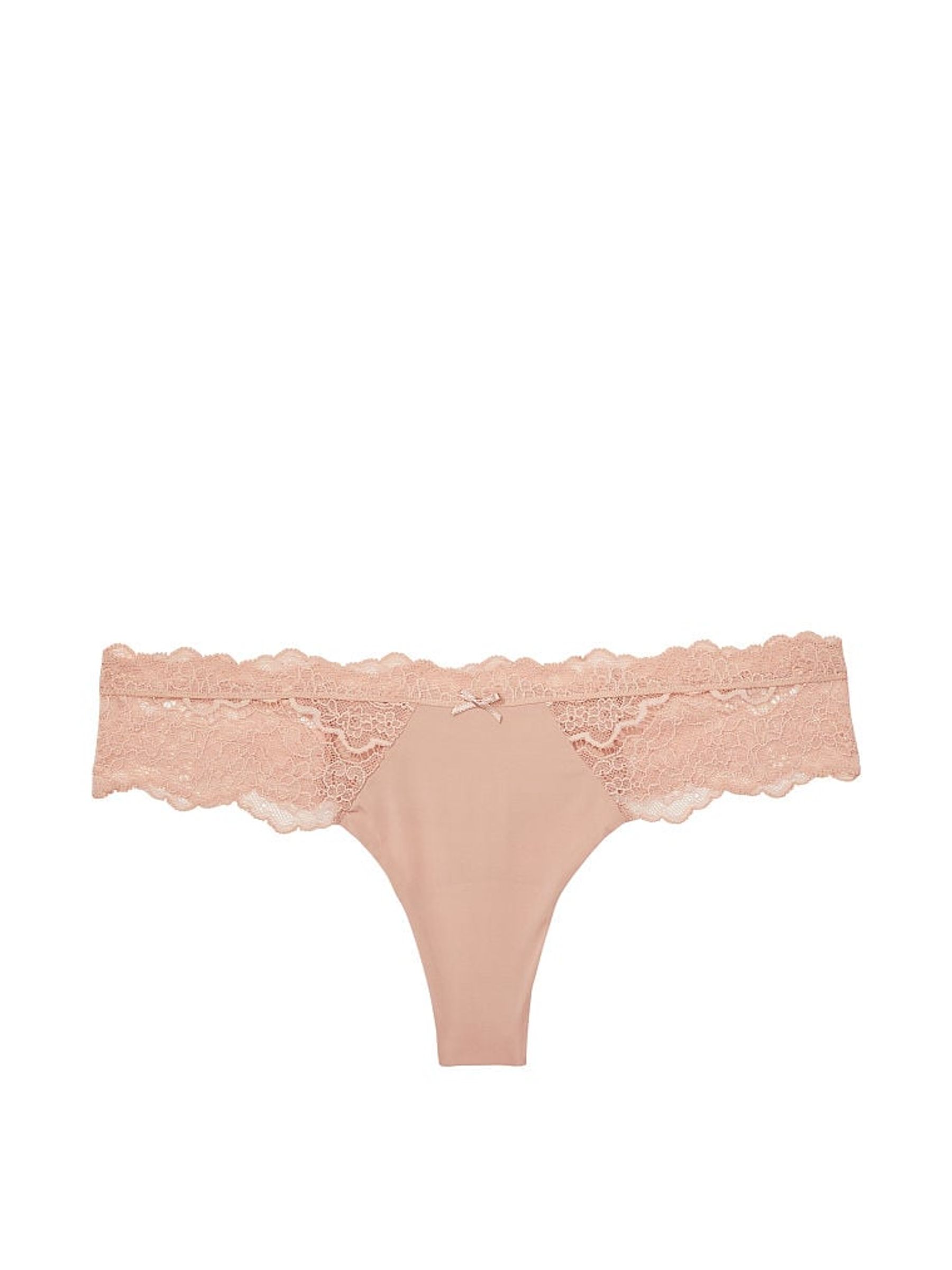 Evening Blush Pink Lace Trim Thong Knickers - Image 3 of 3