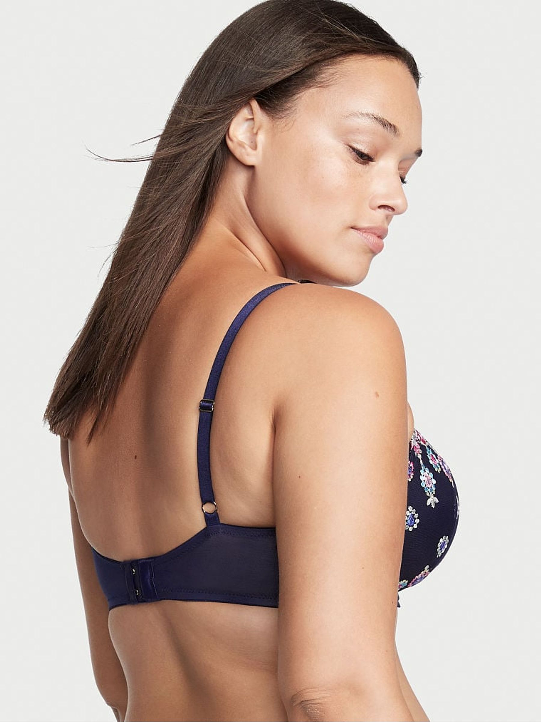 Noir Navy Embroidery Blue Embroidered Lightly Lined Demi Bra - Image 2 of 3