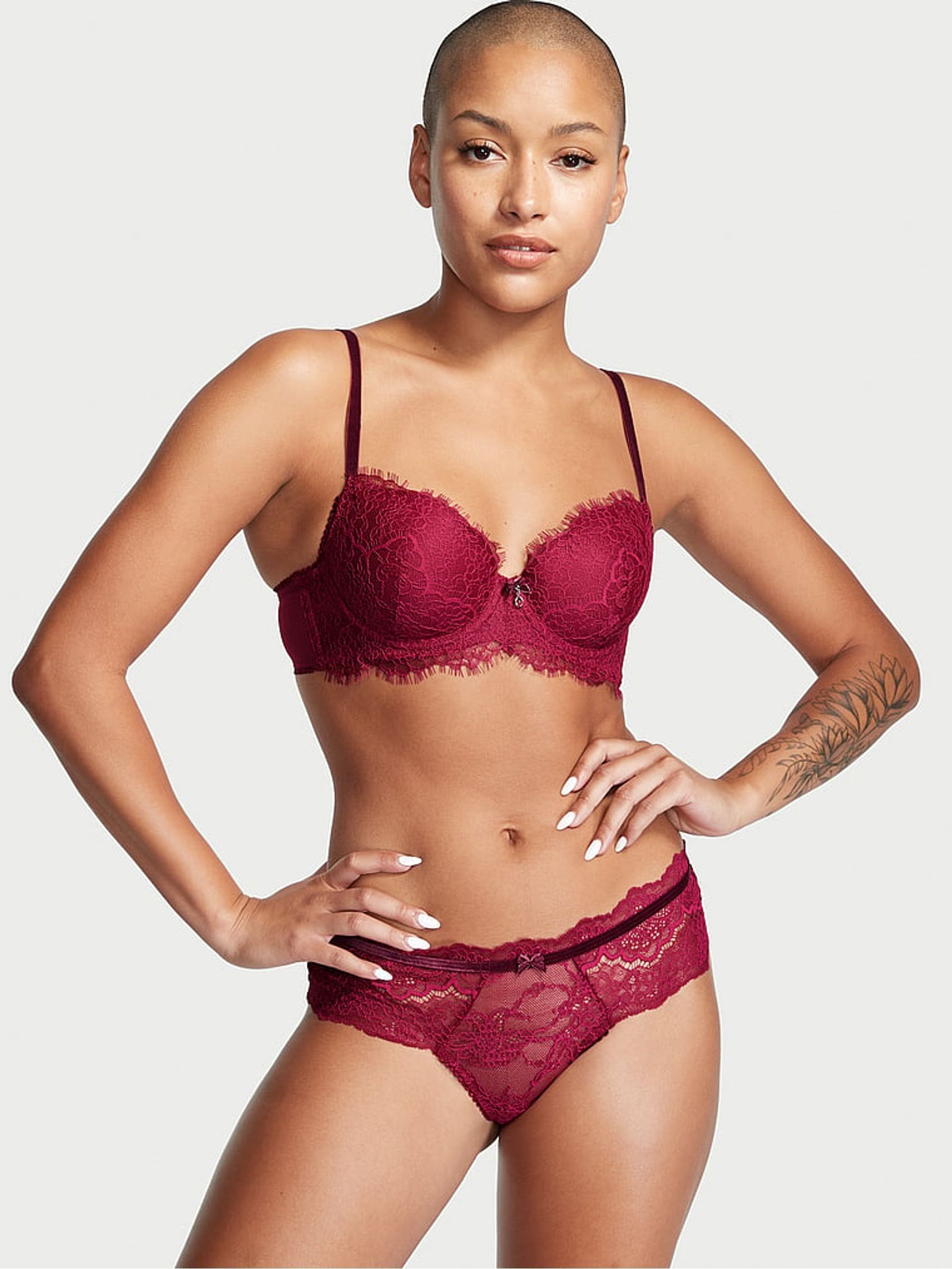 Claret Red Lace Lightly Lined Demi Bra - Image 3 of 4